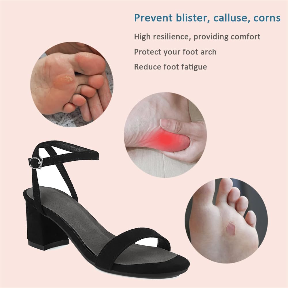 2 Pairs Pigskin High Heel Cushion Inserts, Anti-Slip Shoe Inserts for Dress Shoes Pain Relief, Adhesive Arch Support Sandal Insoles, Leather Cushioning Heel Insoles, Women M 7.5-9 - Image 6