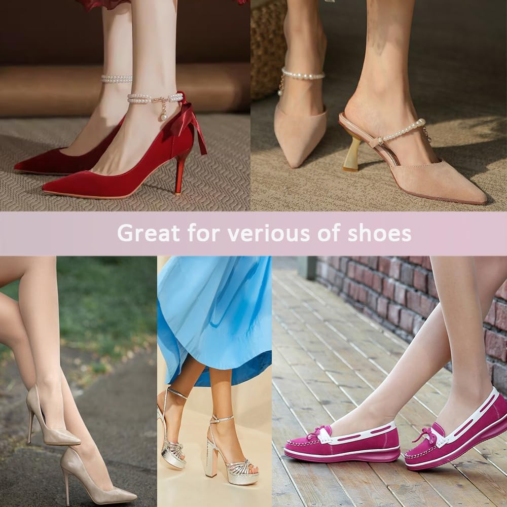 2 Pairs Pigskin High Heel Cushion Inserts, Anti-Slip Shoe Inserts for Dress Shoes Pain Relief, Adhesive Arch Support Sandal Insoles, Leather Cushioning Heel Insoles, Women M 7.5-9 - Image 7