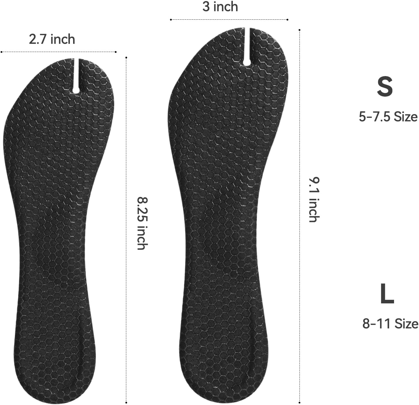 (2 Pairs) Flip Flop Insoles Arch Support, Gel Cushion Insoles for Thong Sandals, Self-Adhesive, Clear+Black, L for Women 8-11 - Image 3