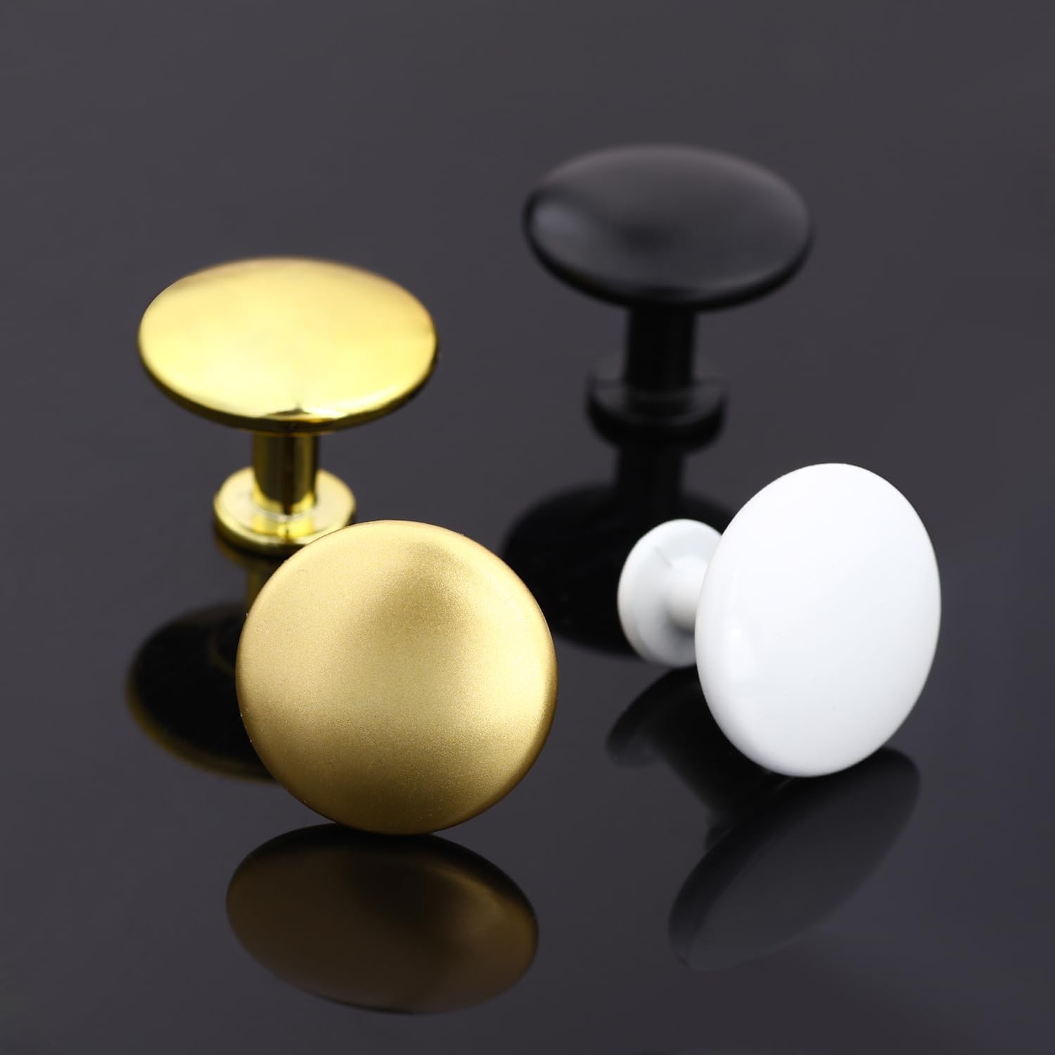 Pack of 6 Round Mushroom Shape Drawer Pulls Varnish Black Furniture Cupboard Aluminium Alloy Dresser Knobs Door Window Pull Handles Cabinet Hardware for Closet Wardrobe Pulls with Screws - Image 4