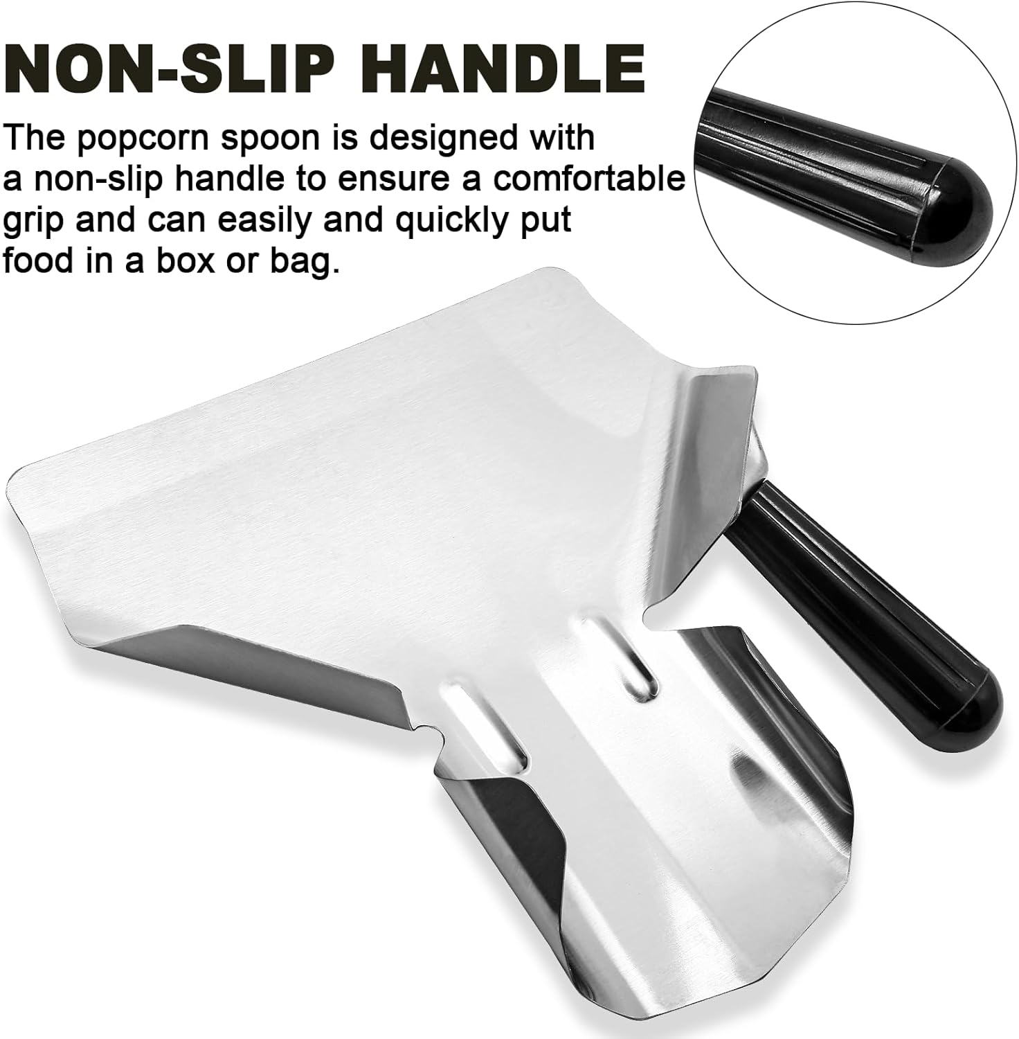 Biaungdo Stainless Steel French Fry Popcorn Scoop, Metal Popcorn Scoop, French Fry Bagger, Quick Fill Tool for Bags & Boxes, Multipurpose Scooper for Food, Fries, Snacks, Desserts, Ice(Right Handle) - Image 4