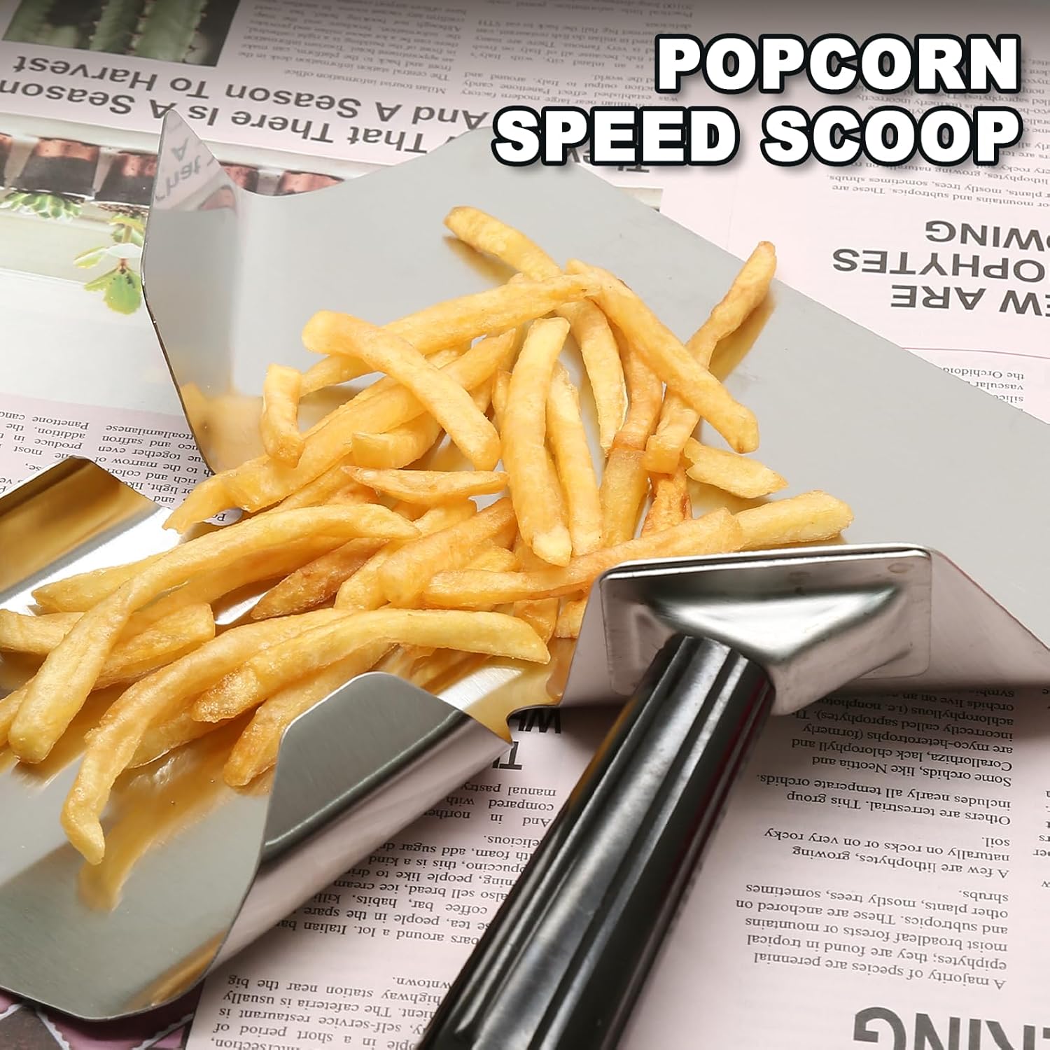 Biaungdo Stainless Steel French Fry Popcorn Scoop, Metal Popcorn Scoop, French Fry Bagger, Quick Fill Tool for Bags & Boxes, Multipurpose Scooper for Food, Fries, Snacks, Desserts, Ice(Right Handle) - Image 5