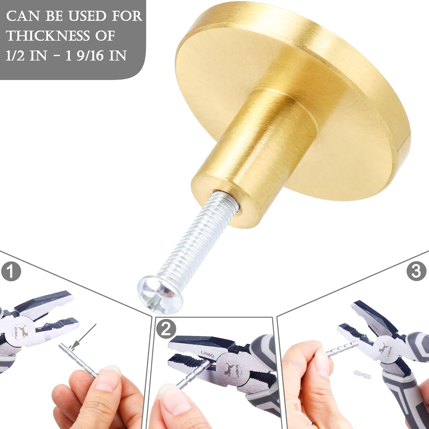 2 Pack Clover Shape Drawer Pulls Solid Brass Stylish Kitchen Cabinet Modern Brushed Gold Trefoil Dresser Knobs Door Window Pull Handles Cabinet Hardware for Cupboard Pulls with Screws - Image 4