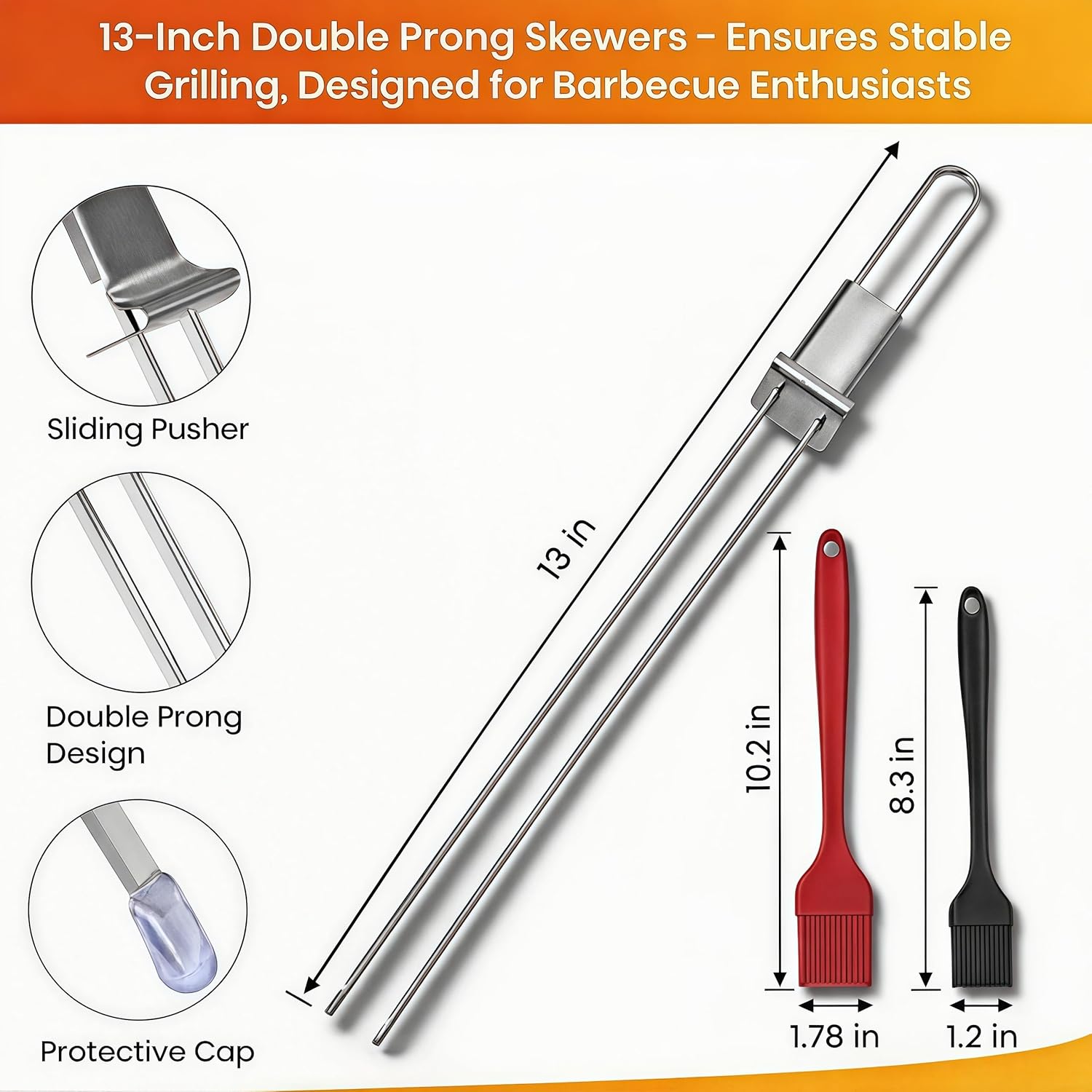Kabob Skewers for Grilling, 10 Pack 13