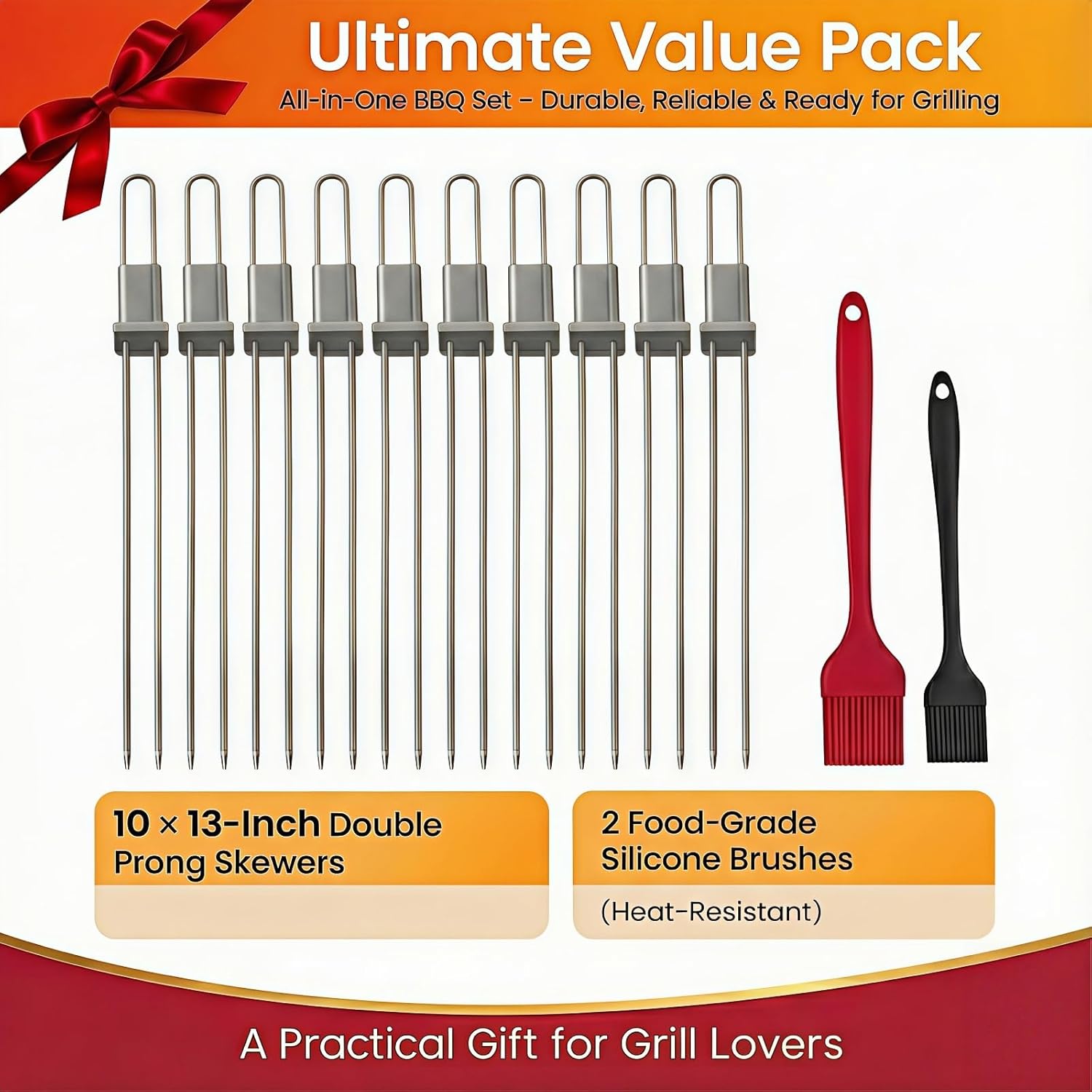 Kabob Skewers for Grilling, 10 Pack 13
