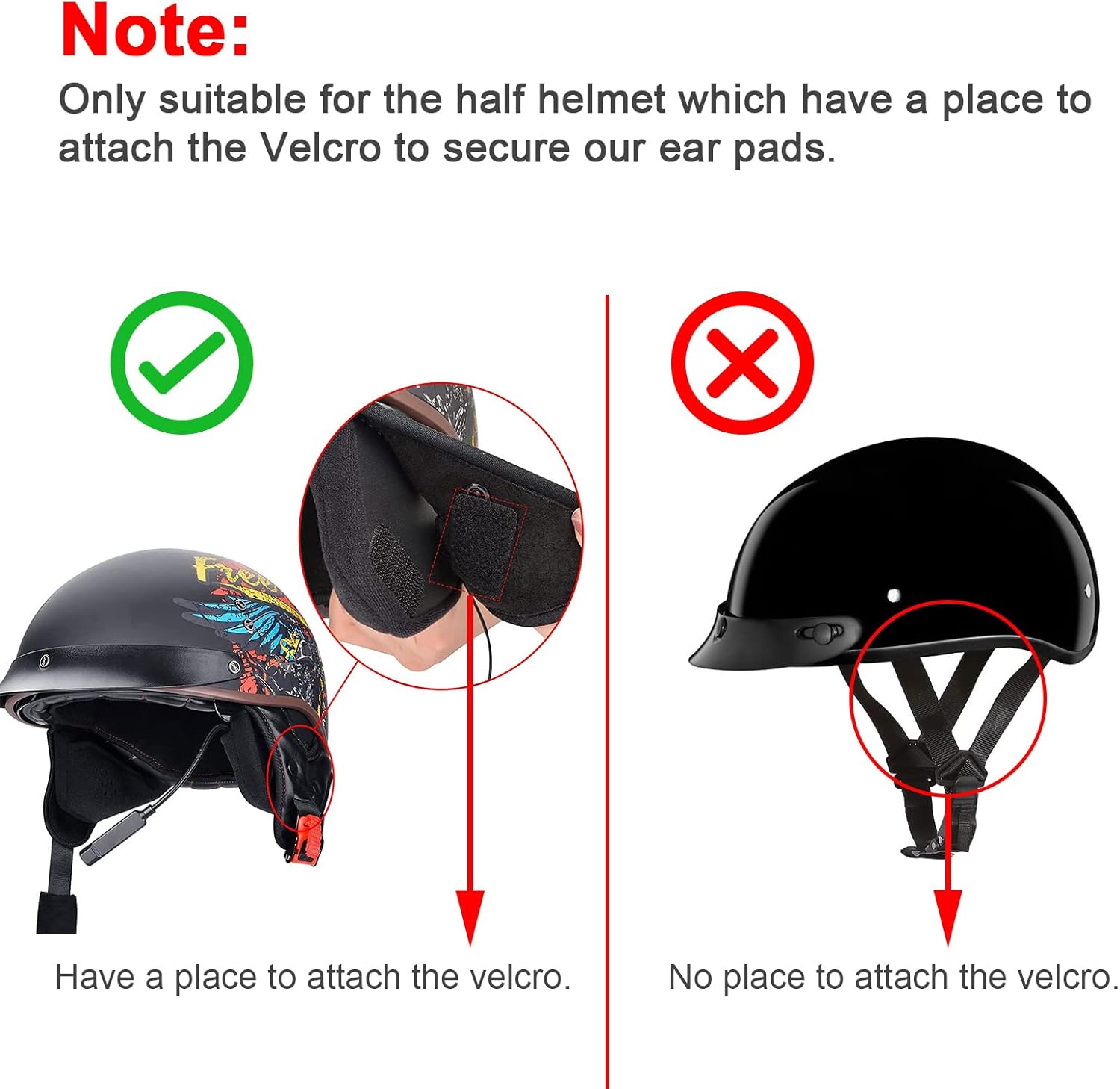 iGuerburn 2 Pair Half Helmet Ear Pads Speaker Pockets, Bluetooth Motorcycle Helmet Speakers Pouches 1/2 Helmet Accessories Ear Protection Reduce Wind Noise - Image 3