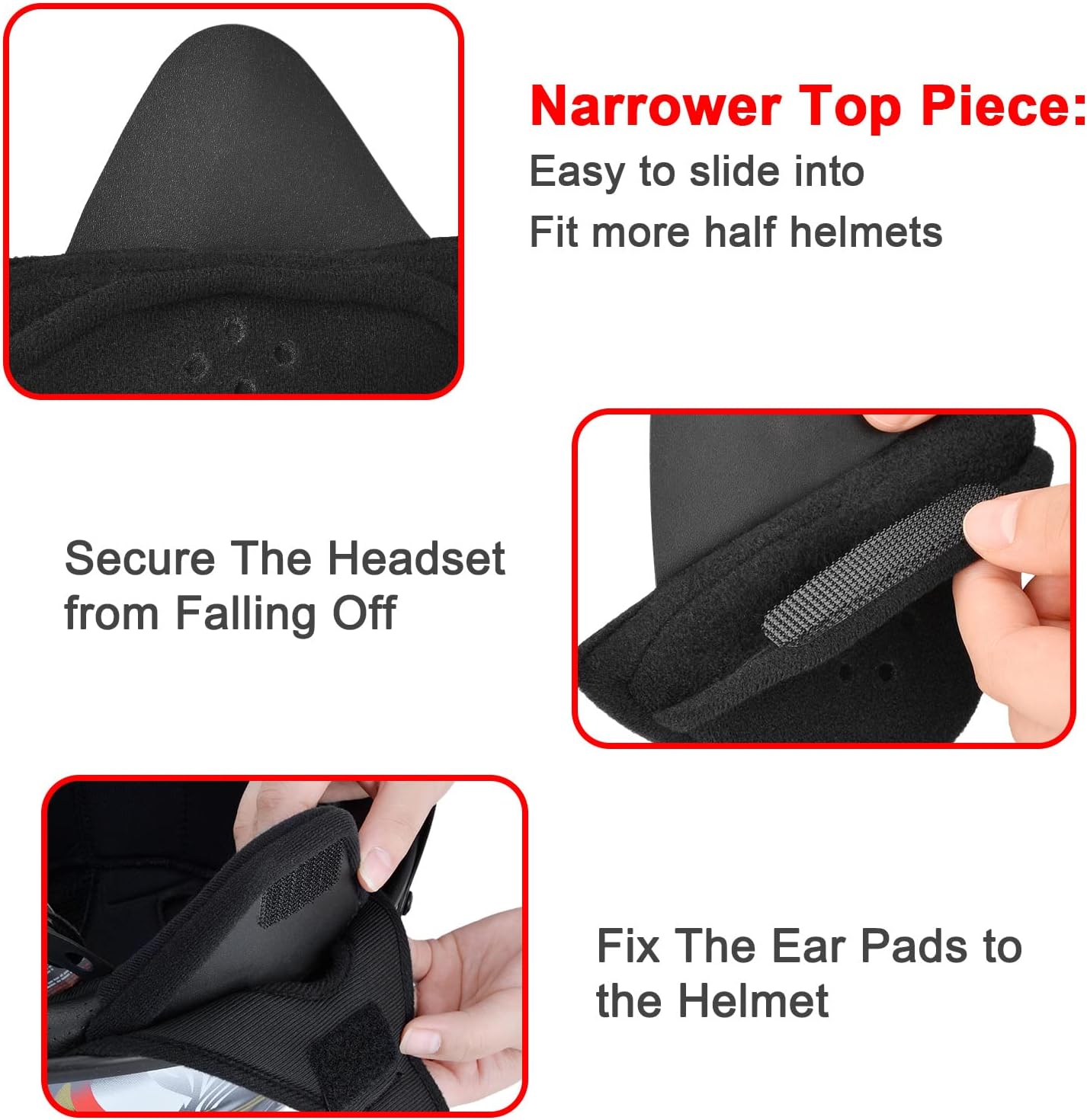 iGuerburn 2 Pair Half Helmet Ear Pads Speaker Pockets, Bluetooth Motorcycle Helmet Speakers Pouches 1/2 Helmet Accessories Ear Protection Reduce Wind Noise - Image 5