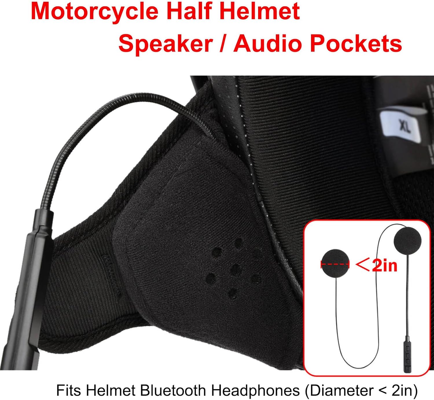 iGuerburn 2 Pair Half Helmet Ear Pads Speaker Pockets, Bluetooth Motorcycle Helmet Speakers Pouches 1/2 Helmet Accessories Ear Protection Reduce Wind Noise - Image 7
