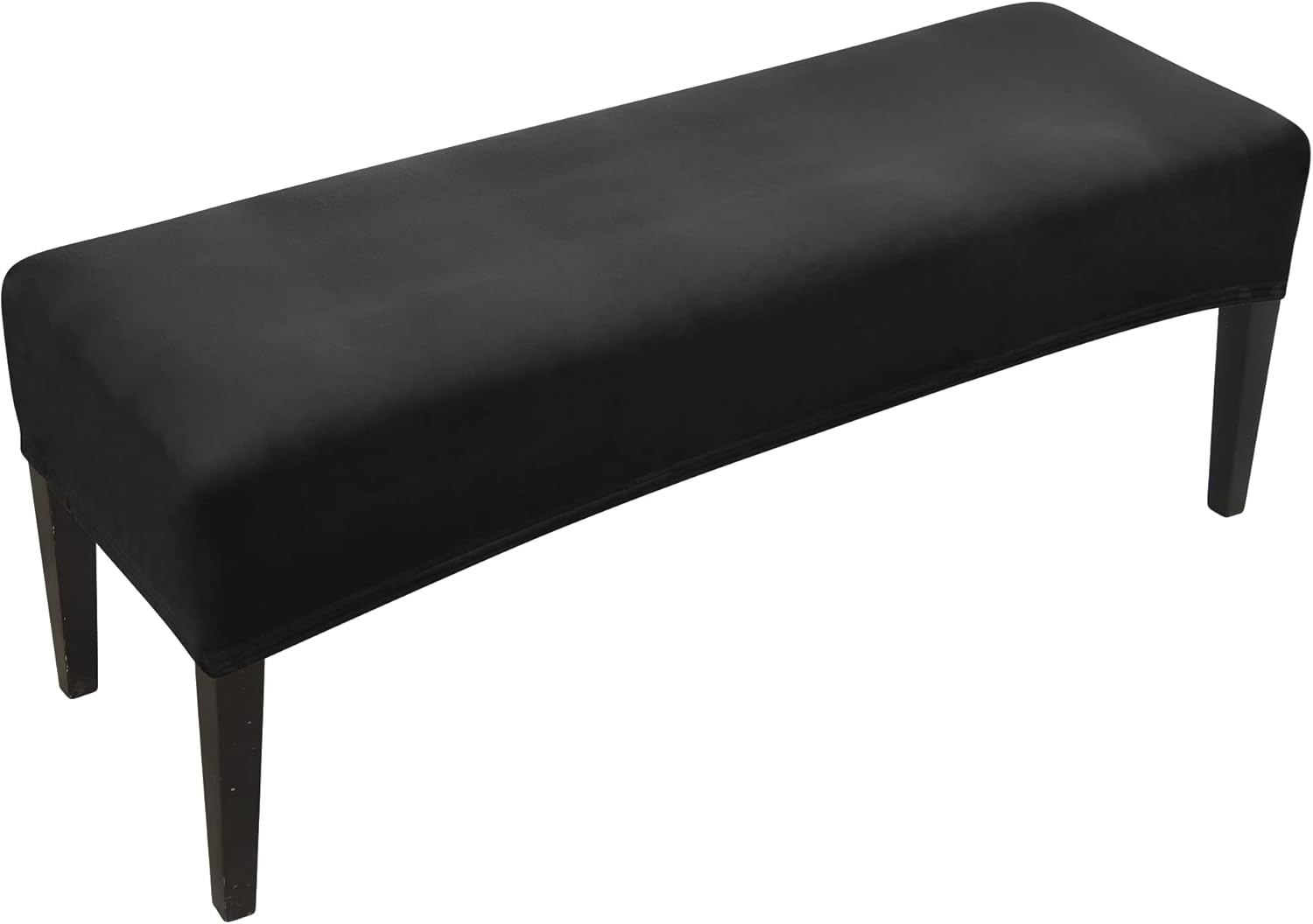 FORCHEER Dining Bench Cover Velvet Black Bench Slipcover for Living Room Rectangle 59inch Bench Seat Protector for Bedroom, Kitchen Washable(Velvet-Black) - Image 1
