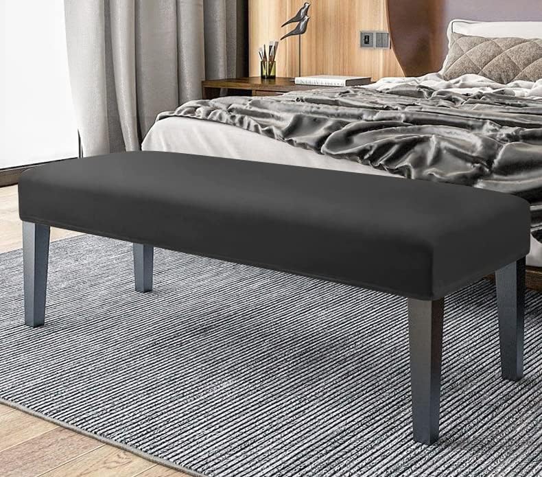 FORCHEER Dining Bench Cover Velvet Black Bench Slipcover for Living Room Rectangle 59inch Bench Seat Protector for Bedroom, Kitchen Washable(Velvet-Black) - Image 3