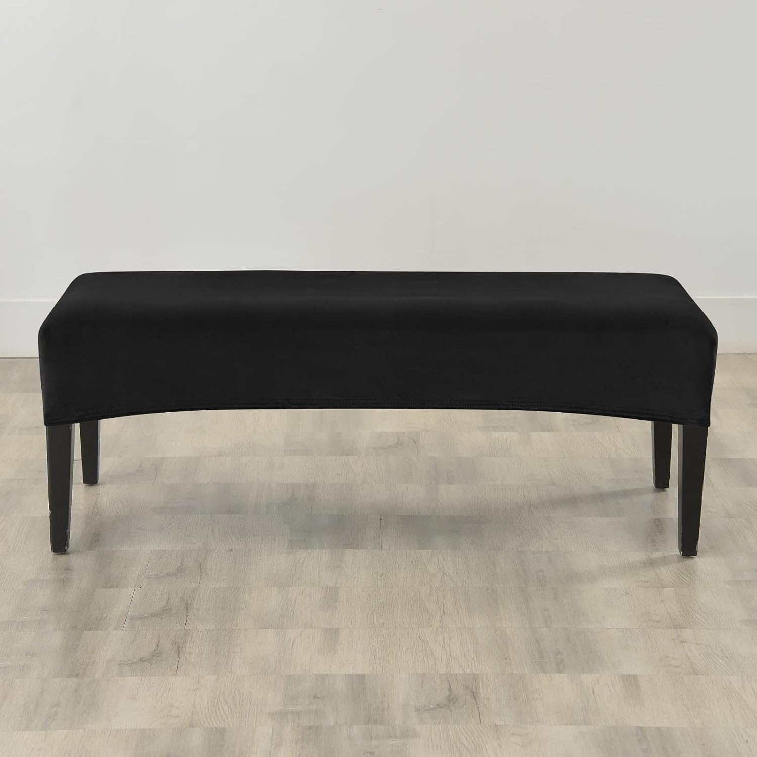 FORCHEER Dining Bench Cover Velvet Black Bench Slipcover for Living Room Rectangle 59inch Bench Seat Protector for Bedroom, Kitchen Washable(Velvet-Black) - Image 4