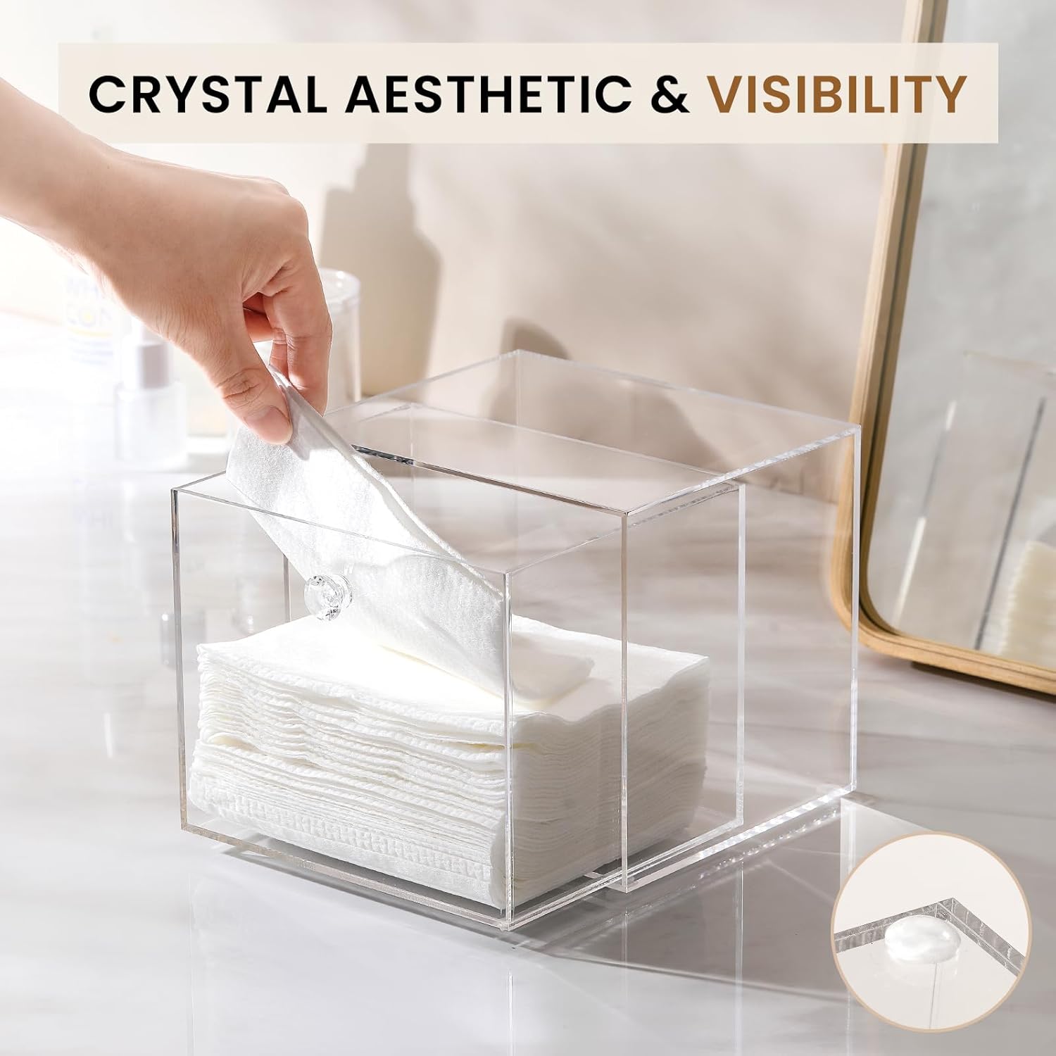 Disposable Face Towel Container Box Compatible with Clean Skin Club Clean Towel XL, AcrylicTowel Storage Bin with Drawer, Makeup Organizer stackable holder, Ideal for Vanity, Bathroom Organization - Image 4