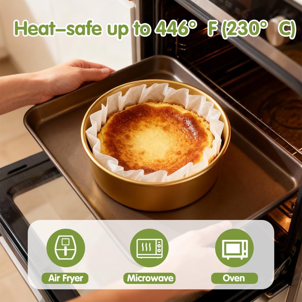 YQL 100PCS 6 Inch Disposable Basque Cake Liners, Non-Stick Parchment Baking Cups for Cheesecake, Muffin, Cupcake, Heat-Resistant Wrappers for Oven, Air Fryer, Microwave, White - Image 4