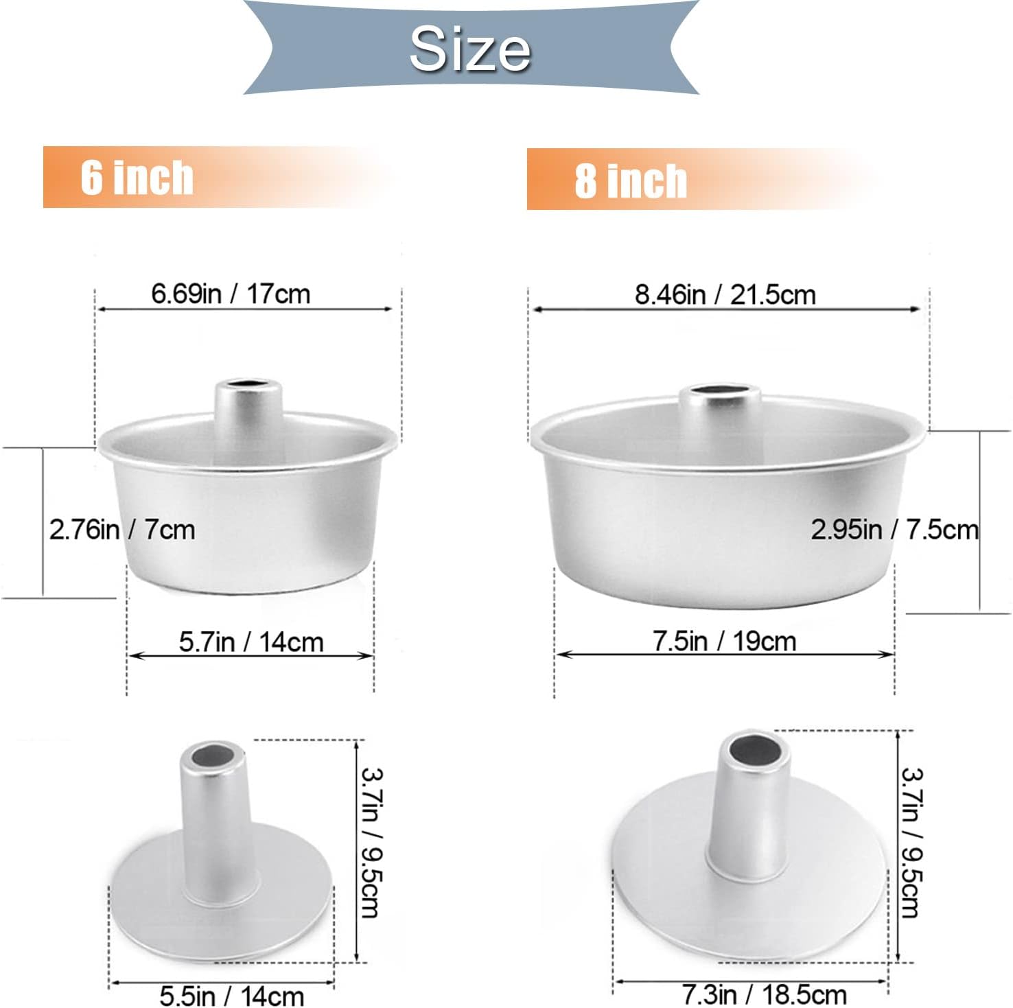 6 Inch Angel Food Cake Pan with Removable Bottom, Aluminum Round Tube Pan Chiffon Cake Mold Baking Tin - Image 4
