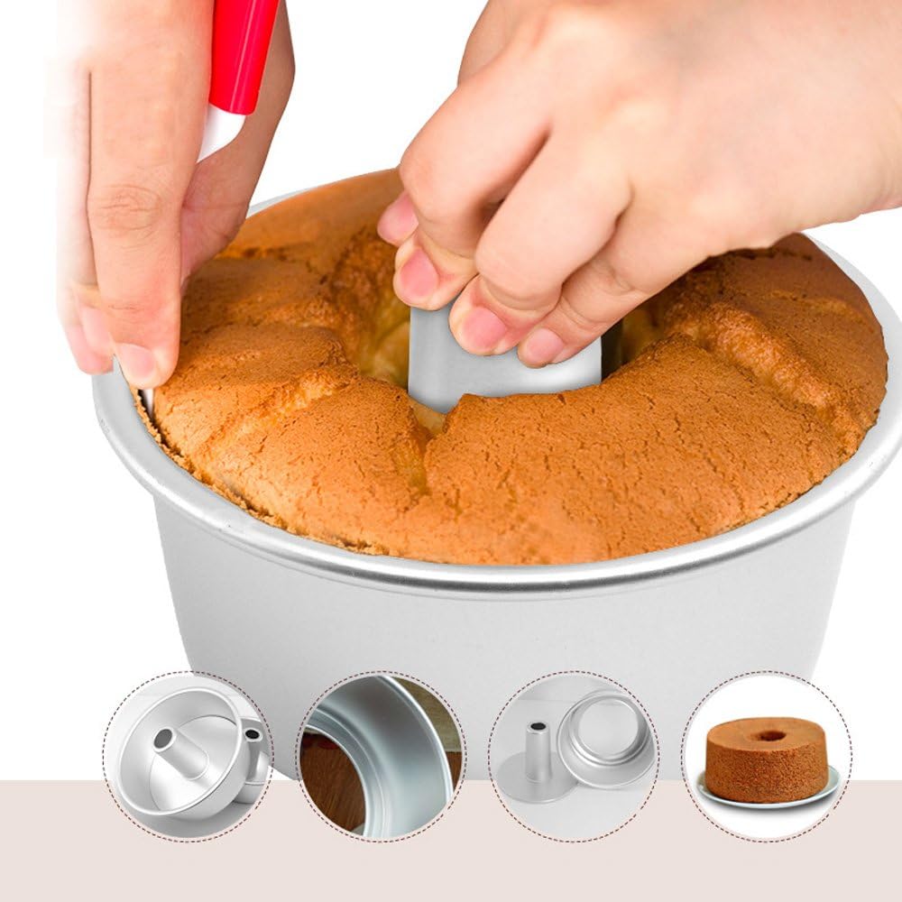6 Inch Angel Food Cake Pan with Removable Bottom, Aluminum Round Tube Pan Chiffon Cake Mold Baking Tin - Image 5