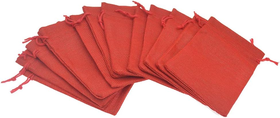 50Pcs Burlap Gift Bags 5 x 7 Inch, Red Linen Drawstring Christmas Candy Bags, Jute Sacks Jewelry Pouches Wedding Party Favor Bags - Image 2
