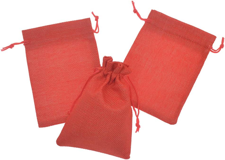 50Pcs Burlap Gift Bags 5 x 7 Inch, Red Linen Drawstring Christmas Candy Bags, Jute Sacks Jewelry Pouches Wedding Party Favor Bags - Image 3