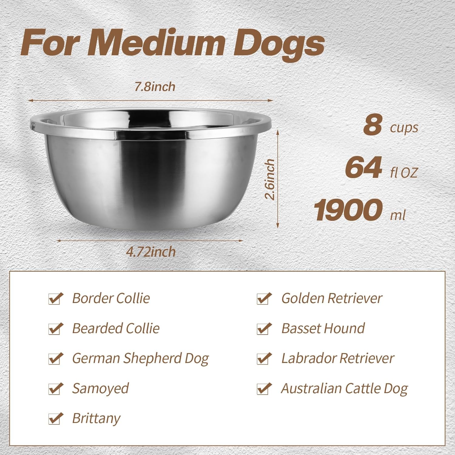 10 Pcs 8 Cup Metal Dog Bowls Stainless Steel Thickened Food Bowls Travel Kennel Food and Water Dish for Medium Large Size Dogs Cats, 64 Oz, Dishwasher Safe - Image 2