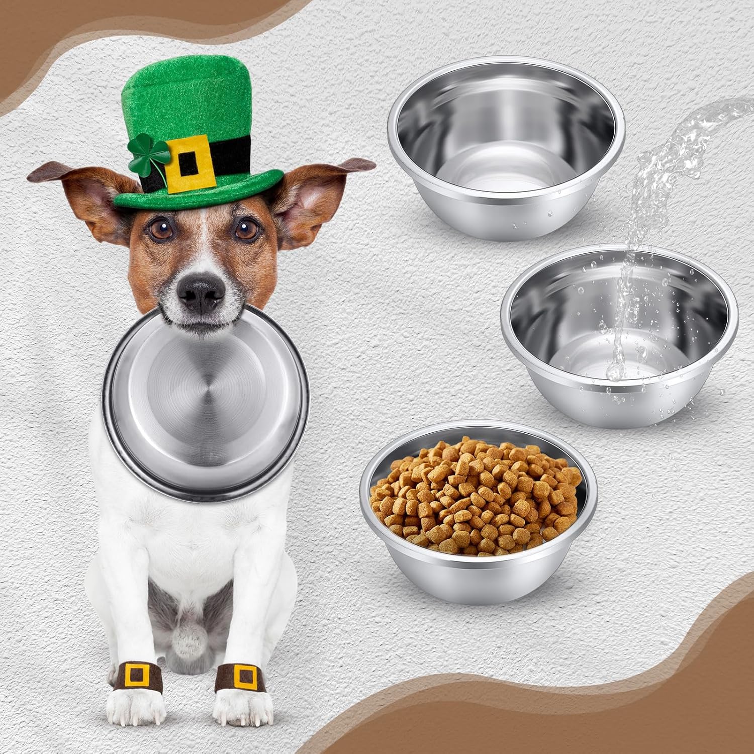 10 Pcs 8 Cup Metal Dog Bowls Stainless Steel Thickened Food Bowls Travel Kennel Food and Water Dish for Medium Large Size Dogs Cats, 64 Oz, Dishwasher Safe - Image 5