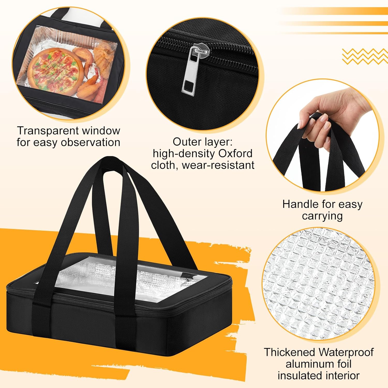 2 Pcs Foil Pan Carrier with Lid, Oxford Cloth Foil Pan Holder with Handle for Hot or Cold Food, Fits 9