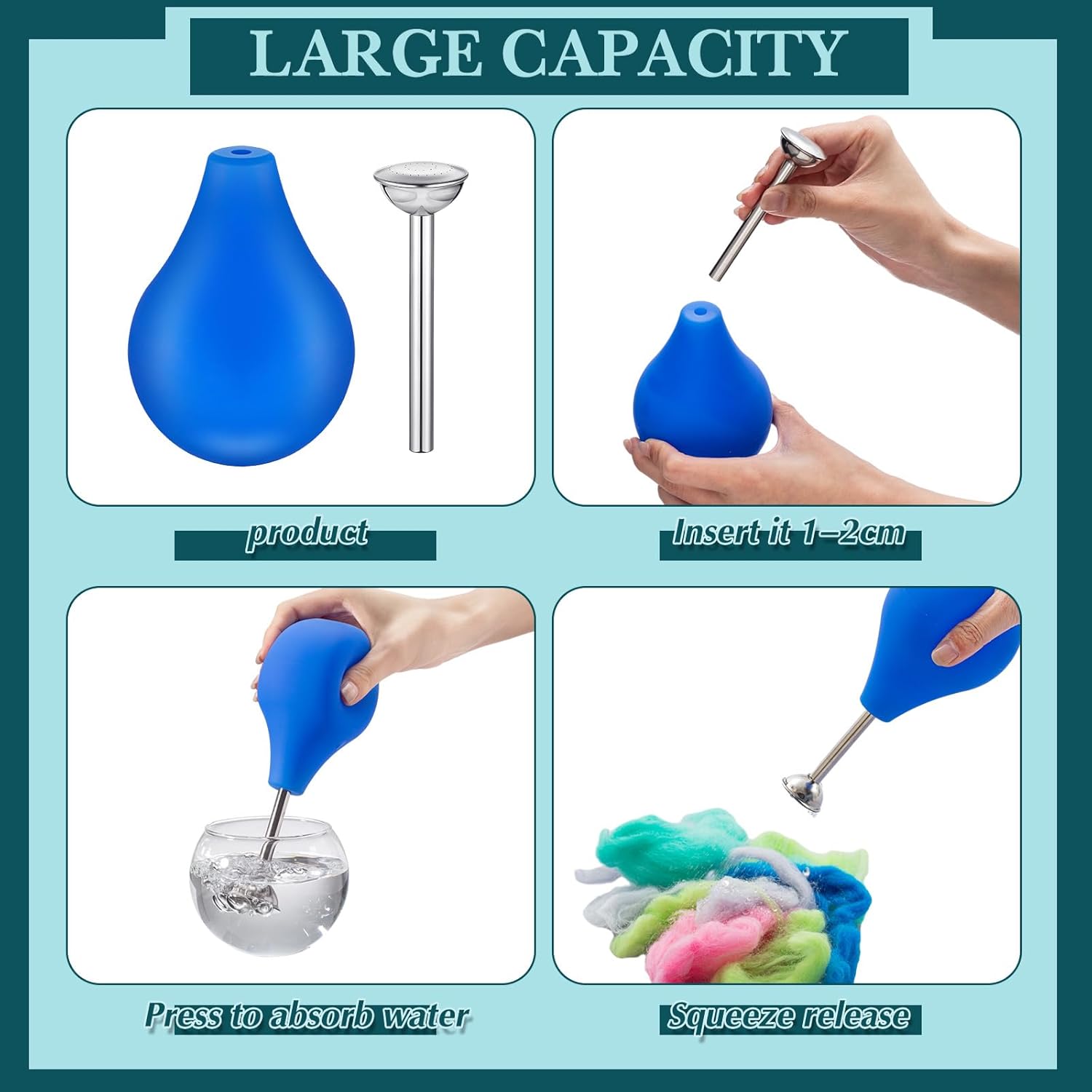 Ziliny 2 Pcs Wet Felting Tool Set, Ball Brause Sprinkler Squeeze Flower Sprinkler, for Working on Seams, Flat Felts, Hat & Slipper Shaping - Image 3