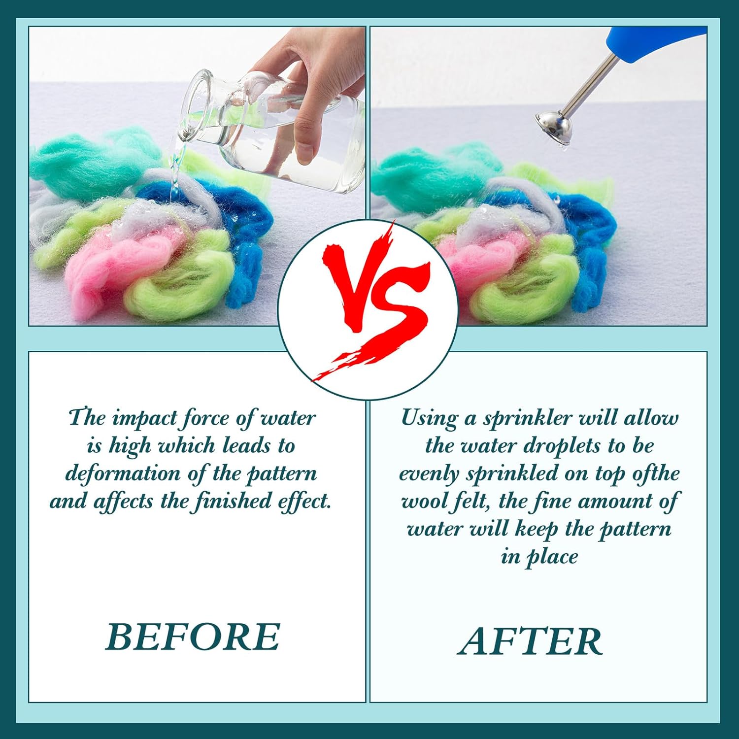 Ziliny 2 Pcs Wet Felting Tool Set, Ball Brause Sprinkler Squeeze Flower Sprinkler, for Working on Seams, Flat Felts, Hat & Slipper Shaping - Image 4