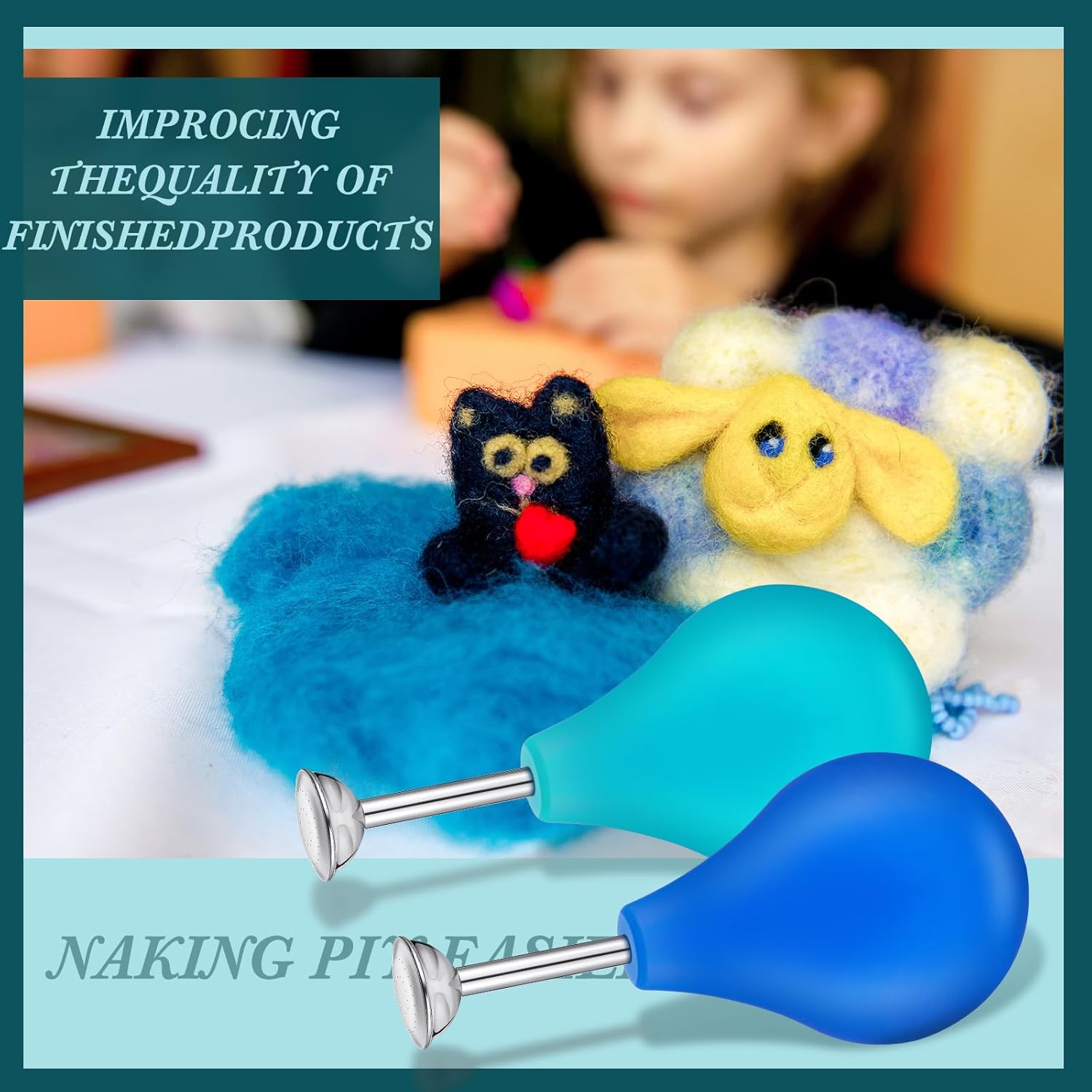 Ziliny 2 Pcs Wet Felting Tool Set, Ball Brause Sprinkler Squeeze Flower Sprinkler, for Working on Seams, Flat Felts, Hat & Slipper Shaping - Image 5