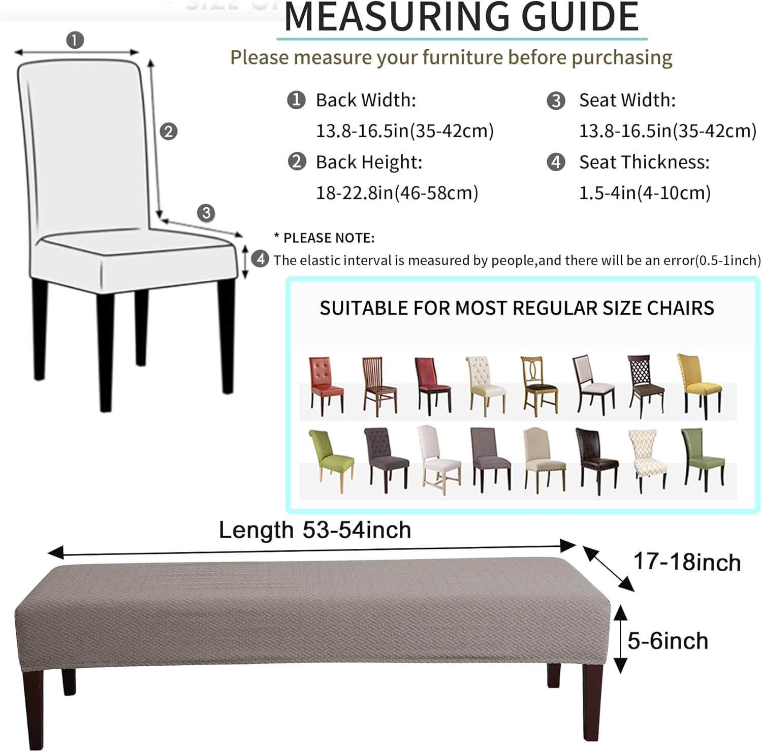 FORCHEER Dining Chair Covers and Bench Covers Set Waterproof Black Jacquard 4 Dining Room Chair and Bench Slipcover Washable - Image 3