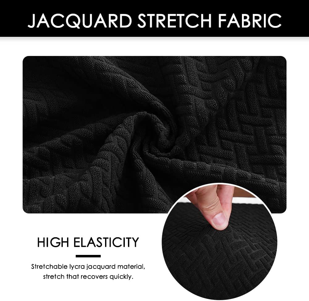 FORCHEER Dining Chair Covers and Bench Covers Set Waterproof Black Jacquard 4 Dining Room Chair and Bench Slipcover Washable - Image 6