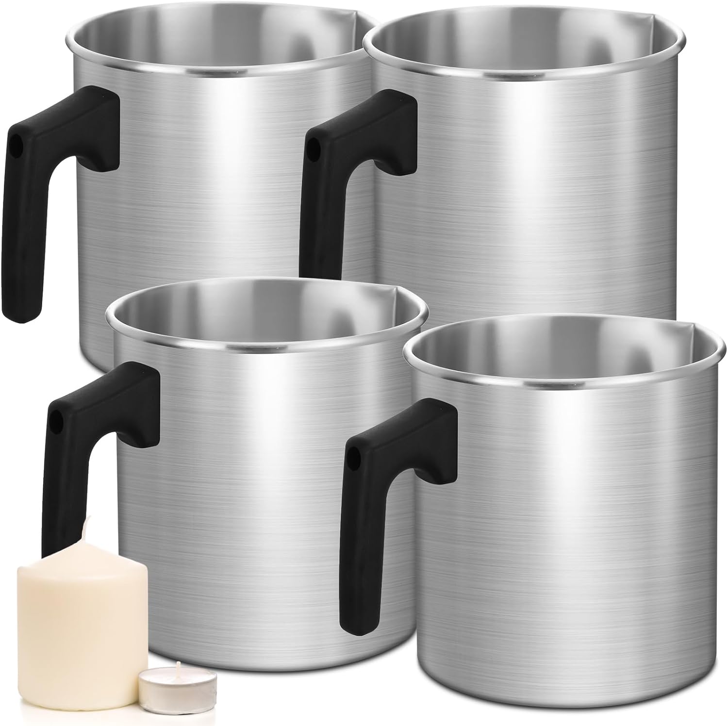 Ziliny 4 Pcs Candle Making Pouring Pot Wax Pouring Pitcher with Dripless Spout and Heat Resisting Handle Aluminum Wax Melter for Christmas DIY Candle Making Kits Gift(1.8 L) - Image 1