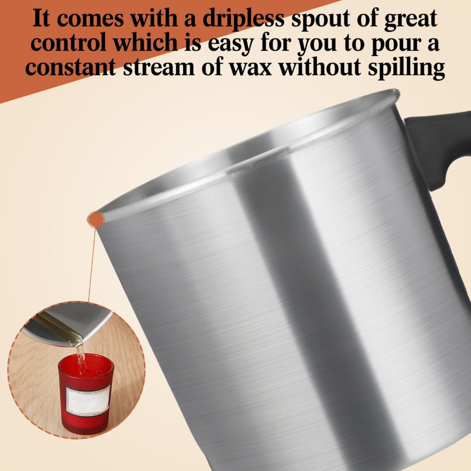 Ziliny 4 Pcs Candle Making Pouring Pot Wax Pouring Pitcher with Dripless Spout and Heat Resisting Handle Aluminum Wax Melter for Christmas DIY Candle Making Kits Gift(1.8 L) - Image 4