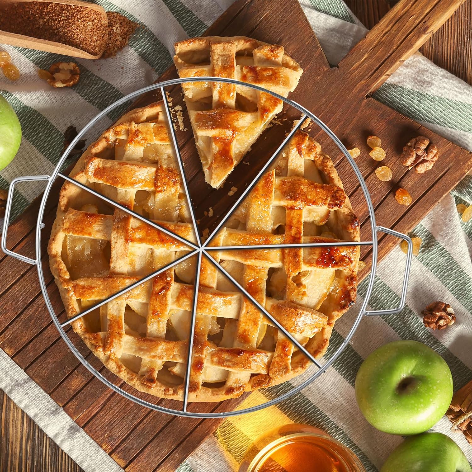 3 Pieces 8-cut, 7-cut and 6-cut Pie Cutter 10.6 Inches Diameter Stainless Steel Pie Slicer Rust Proof Cake Divider with Side Handle Pie Cutter Press for Commercial Home - Image 5