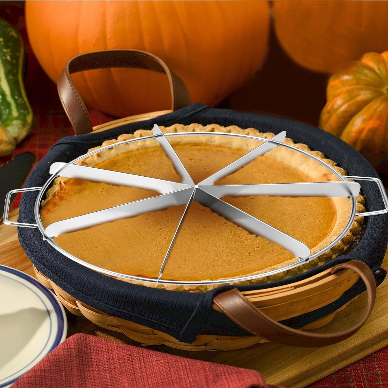 3 Pieces 8-cut, 7-cut and 6-cut Pie Cutter 10.6 Inches Diameter Stainless Steel Pie Slicer Rust Proof Cake Divider with Side Handle Pie Cutter Press for Commercial Home - Image 6