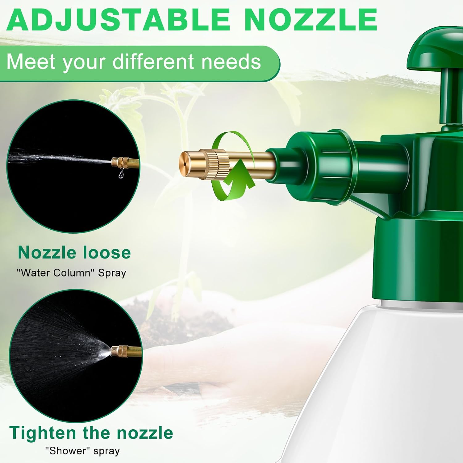 2 Pcs 27 oz Handheld Pump Spray Bottle Garden Mister Spray Bottles Lawn Pressure Hand Pump Sprayer with Adjustable Nozzle for Chemicals Watering Weeds Plants and Cleaning (Green) - Image 3
