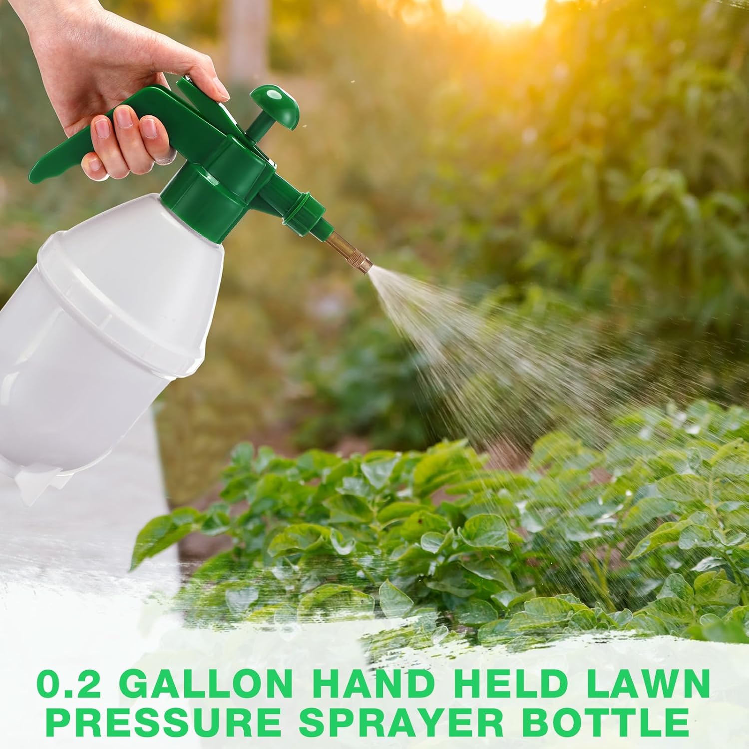 2 Pcs 27 oz Handheld Pump Spray Bottle Garden Mister Spray Bottles Lawn Pressure Hand Pump Sprayer with Adjustable Nozzle for Chemicals Watering Weeds Plants and Cleaning (Green) - Image 6