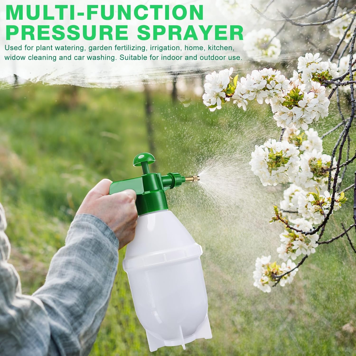 2 Pcs 27 oz Handheld Pump Spray Bottle Garden Mister Spray Bottles Lawn Pressure Hand Pump Sprayer with Adjustable Nozzle for Chemicals Watering Weeds Plants and Cleaning (Green) - Image 7