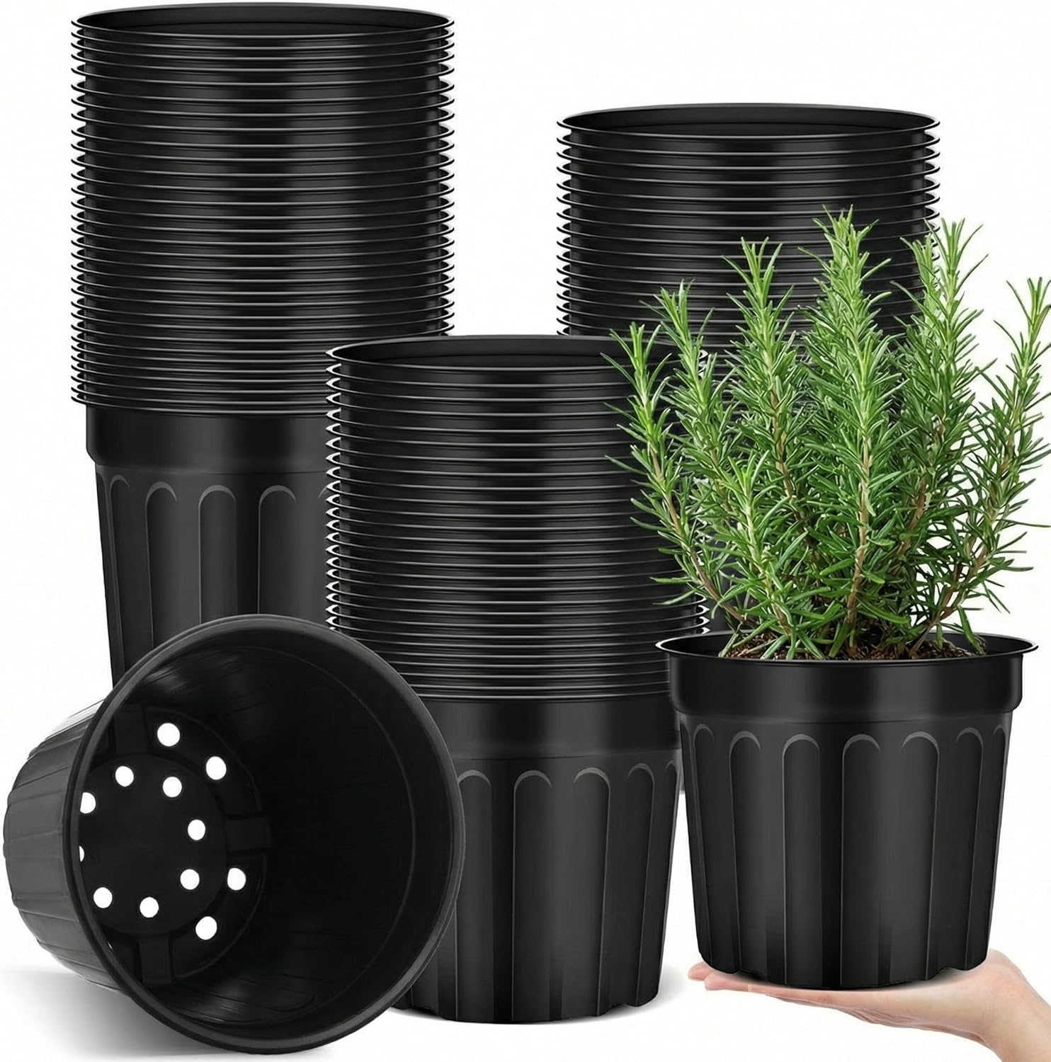 30 Pcs 3 Gallon Plant Nursery Pots Bulk Flexible Plastic Pots for Plants Thickened Soft Seed Starting Container with Drainage Hole Garden Pot Flower Container for Succulents Seedlings - Image 1