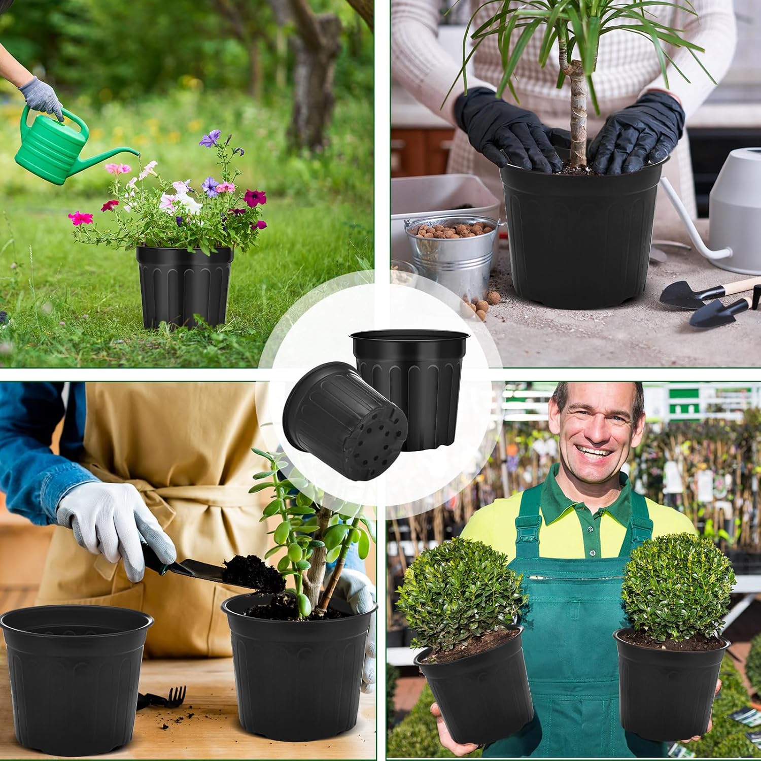 30 Pcs 3 Gallon Plant Nursery Pots Bulk Flexible Plastic Pots for Plants Thickened Soft Seed Starting Container with Drainage Hole Garden Pot Flower Container for Succulents Seedlings - Image 3