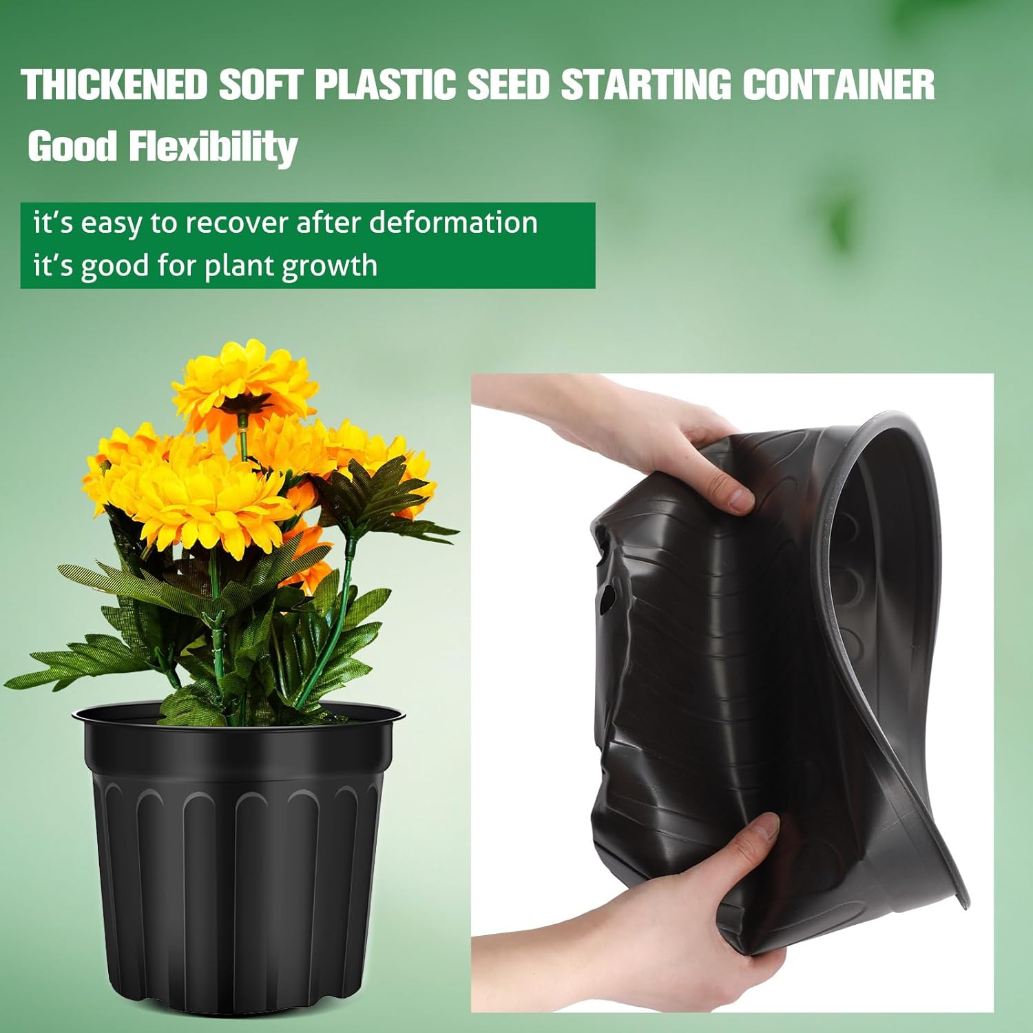 30 Pcs 3 Gallon Plant Nursery Pots Bulk Flexible Plastic Pots for Plants Thickened Soft Seed Starting Container with Drainage Hole Garden Pot Flower Container for Succulents Seedlings - Image 4