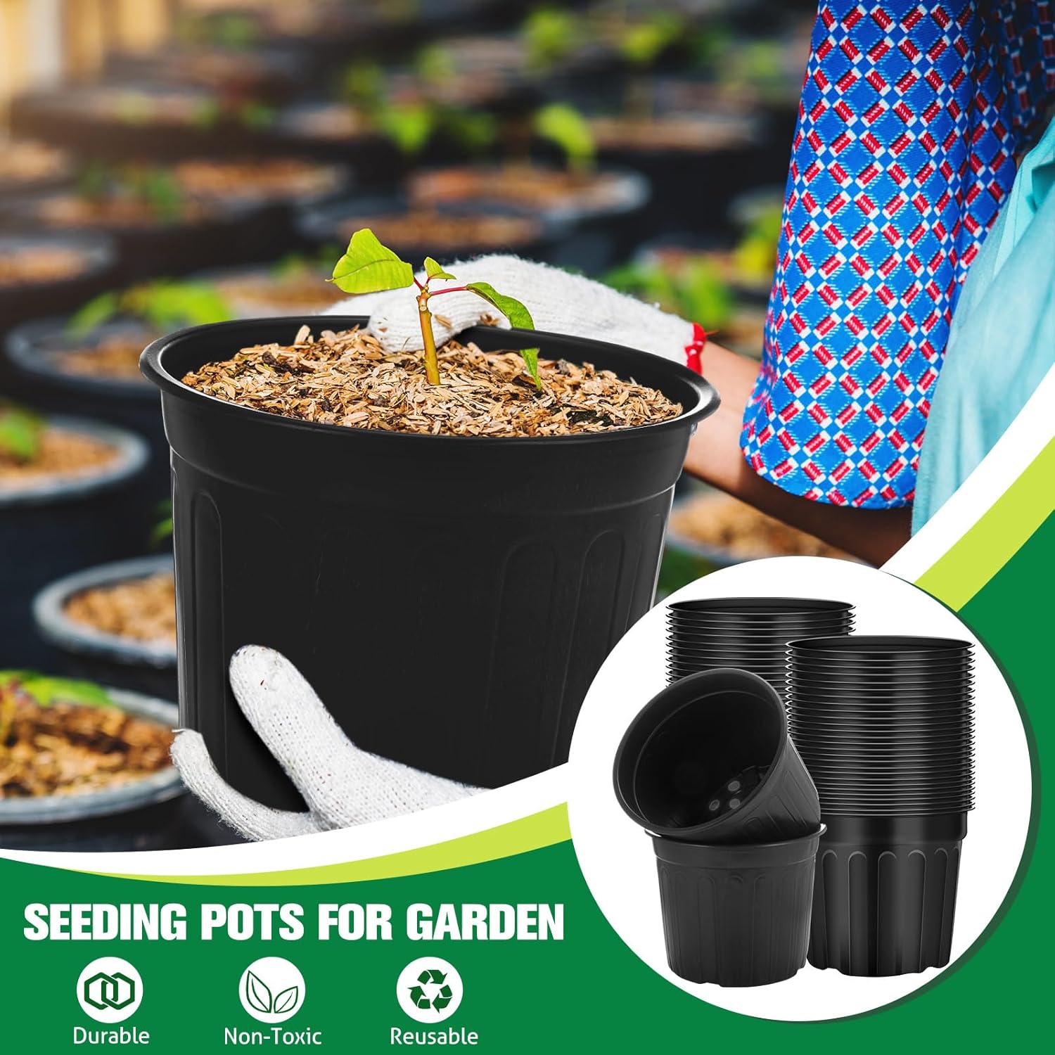30 Pcs 3 Gallon Plant Nursery Pots Bulk Flexible Plastic Pots for Plants Thickened Soft Seed Starting Container with Drainage Hole Garden Pot Flower Container for Succulents Seedlings - Image 5