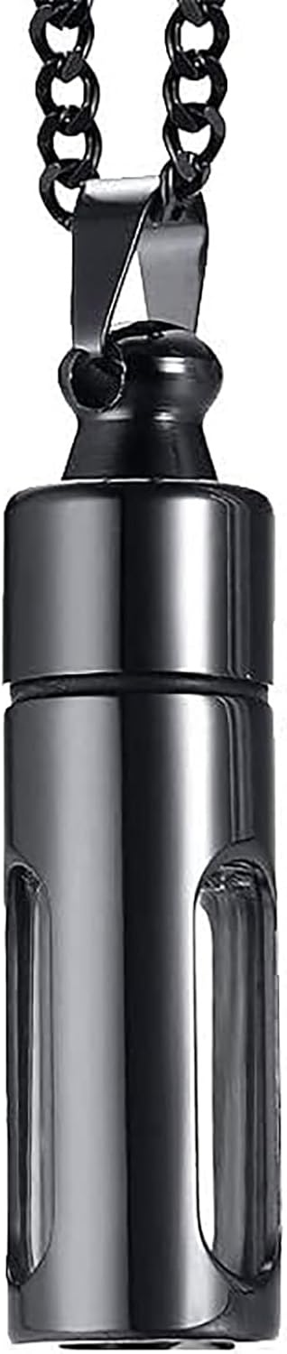 Portable Stainless Steel Glass Container Tube Urn Keepsake Cremation Ashes Memorial Pendant for Men Women - Image 1