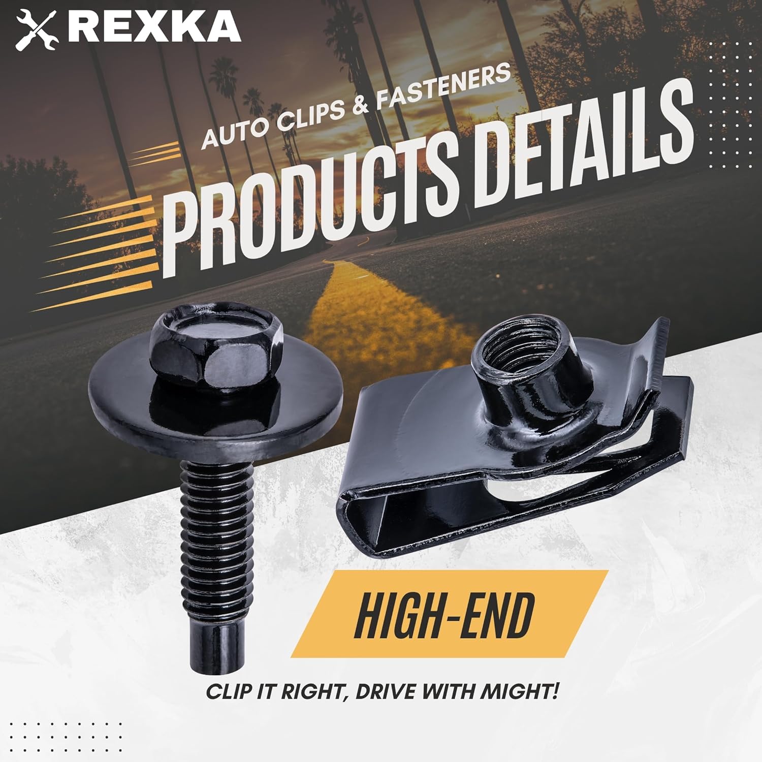 Rexka 15 Sets M6-1.0 Extruded U Nuts & Hex Head SEMS Body Bolts Kits for GM Ford Chevy Chrysler Jeep Dodge - Multipurpose - Bumper Fender Splash Shield Under Cover Hood Engine - Image 3