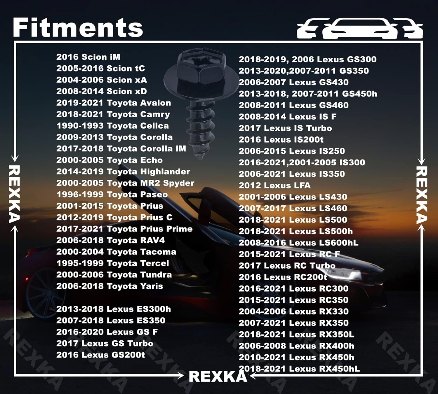 Rexka 20 Sets Bumper Cover Splash Shield Mud Guard Screw Bolt & Nylon Screw Grommet Nuts for Toyota Lexus 90159-60498 RAV4 Avalon Camry Highlander Prius ES300h GS350 - Image 4