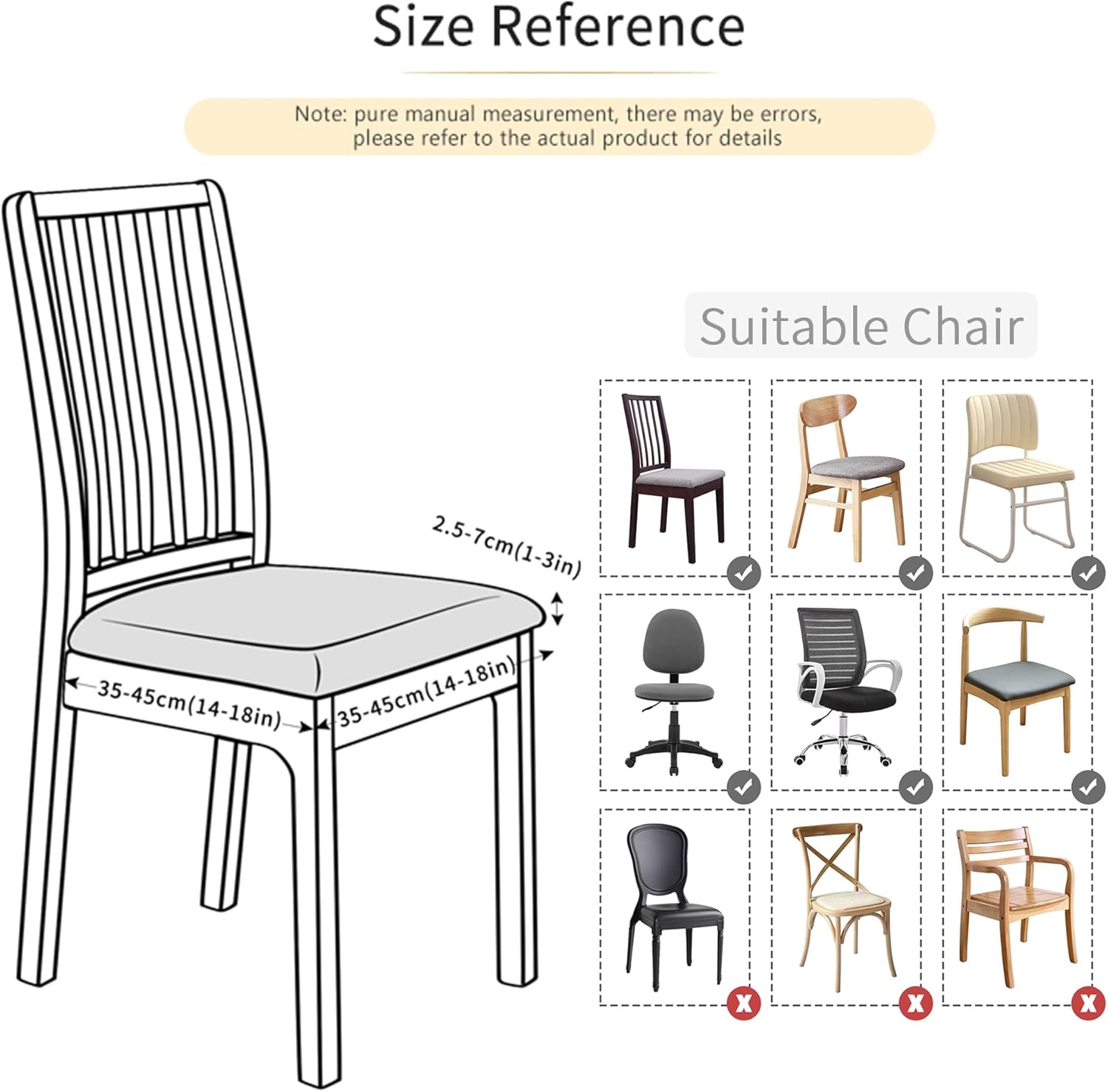 FORCHEER Waterproof PU Leather Chair Seat Covers Set of 4 Black Stretch Dining Room Chair seat Covers Kitchen Chair Seat Slipcovers 18inch Removable Washable - Image 3