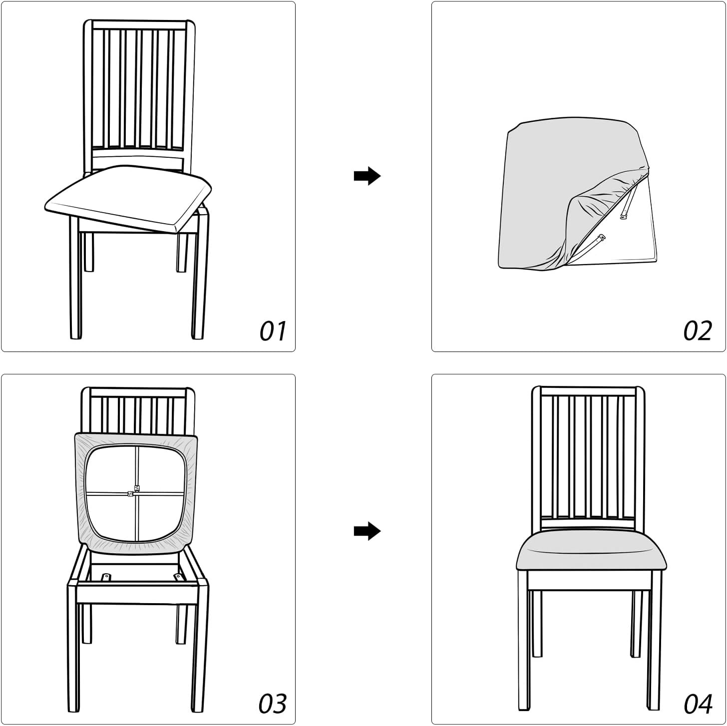 FORCHEER Waterproof PU Leather Chair Seat Covers Set of 4 Black Stretch Dining Room Chair seat Covers Kitchen Chair Seat Slipcovers 18inch Removable Washable - Image 5