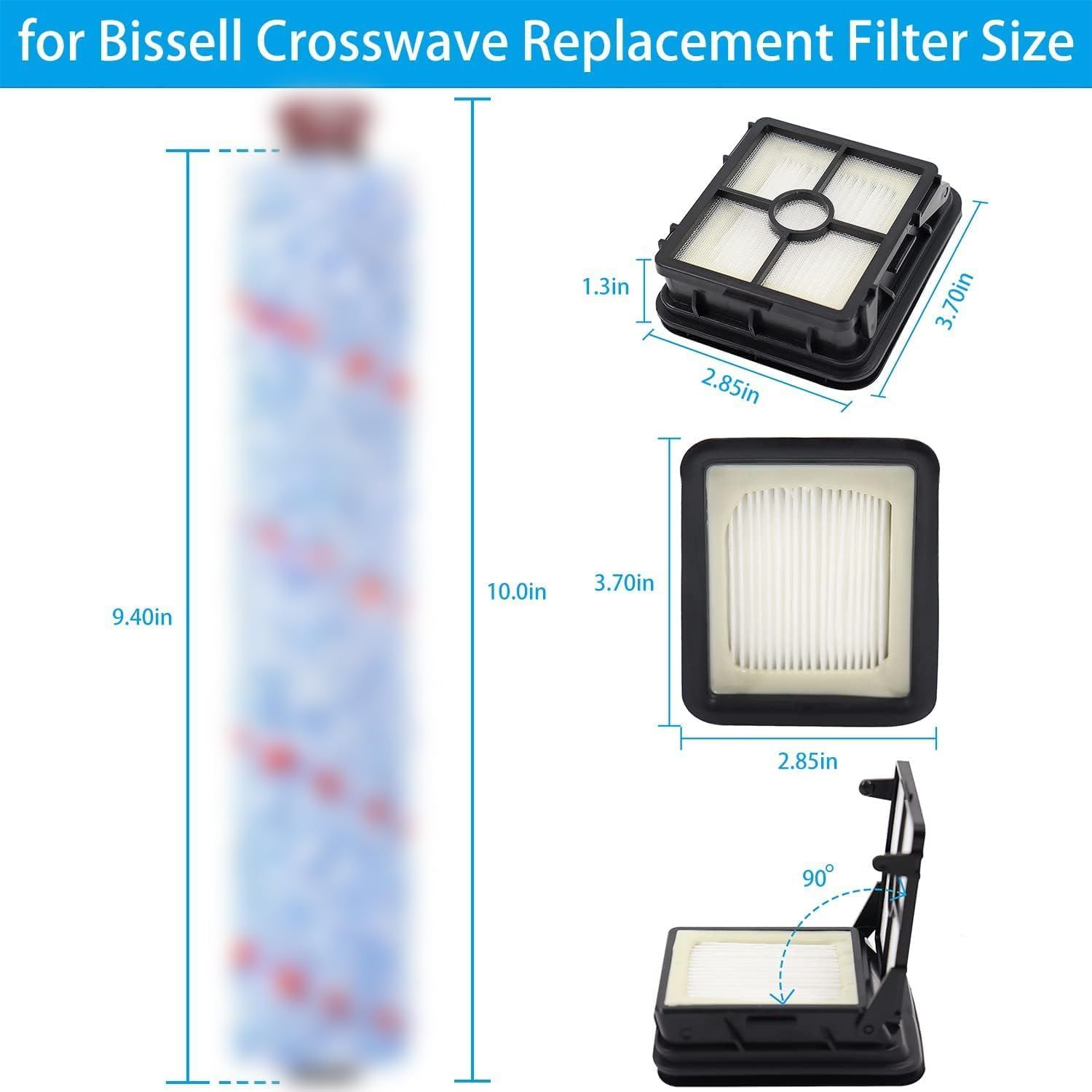 or Bissell CrossWave Vacuum Cleaner Replacement Parts 2 Pack 1868 Bissell CrossWave Multi-Surace Brush Rolls Tangle-ree+ 2 Pack 1866 Replacement Vacuum ilters Part 1608683 1608684 1613568 - Image 2
