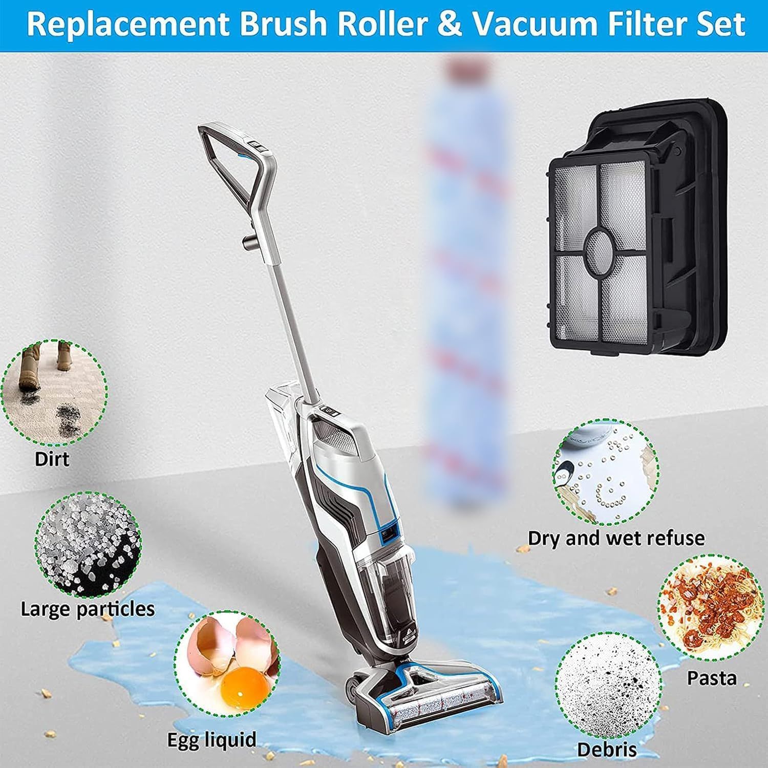 or Bissell CrossWave Vacuum Cleaner Replacement Parts 2 Pack 1868 Bissell CrossWave Multi-Surace Brush Rolls Tangle-ree+ 2 Pack 1866 Replacement Vacuum ilters Part 1608683 1608684 1613568 - Image 5