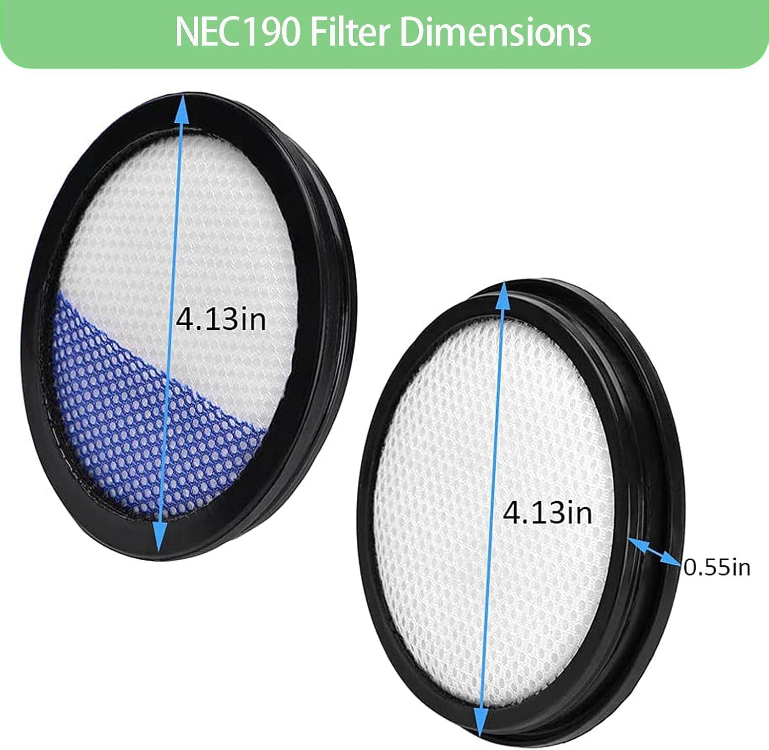 6 Pack Replacement ilters or Eureka RapidClean Pro Cordless Stick Vacuum Cleaner NEC180 NEC185 NEC186 NEC190 - Image 2