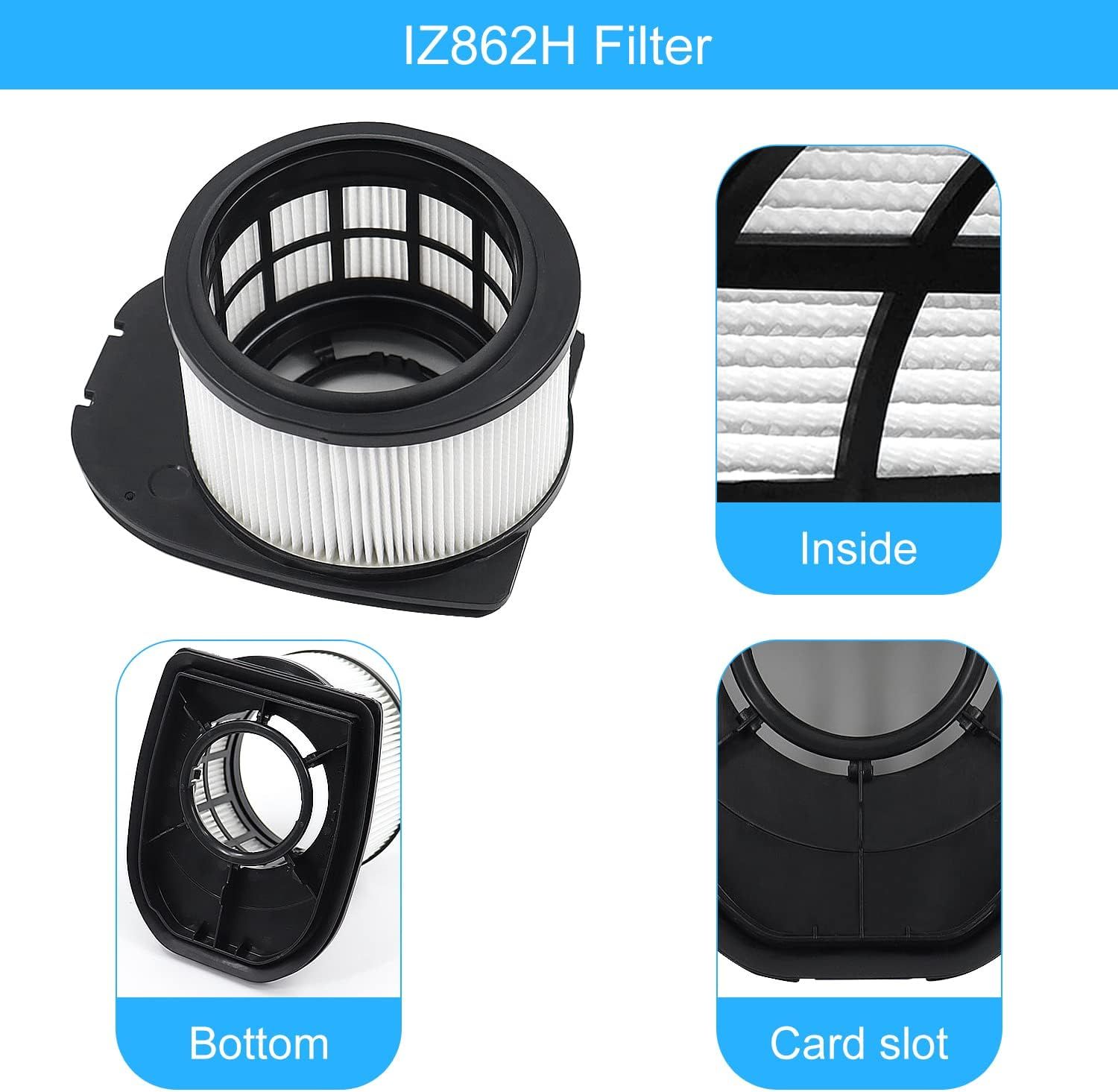 6 Pack ilter Replacement or Shark IZ862H Stratos Cordless Vacuum, Compatible with Shark IZ862H Upright Vacuum Include 2 oam ilter + 2 elt ilters Kit, White - Image 7