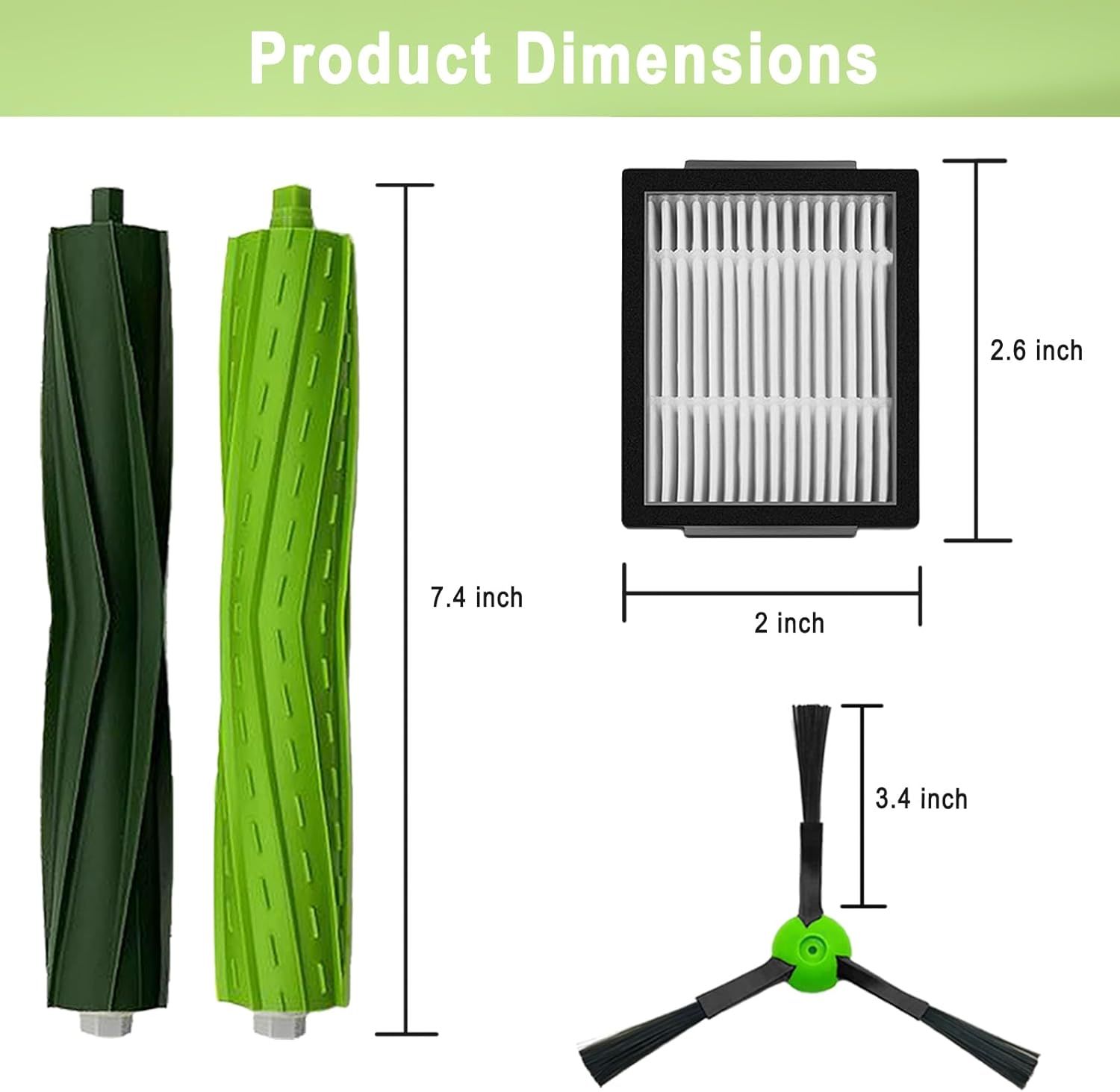 18 Pack Replacement Parts Accessories Compatible or iRobot Roomba i3 i3+ i7 i7+ i4 i6 i6+i8 i8+/Plus E5 E6 E7 J7 i5+j5+ I,E &J Series Vacuum Cleaner 2 Set o Roller Brush & 8 ilters & 8 Side Brushes - Image 2
